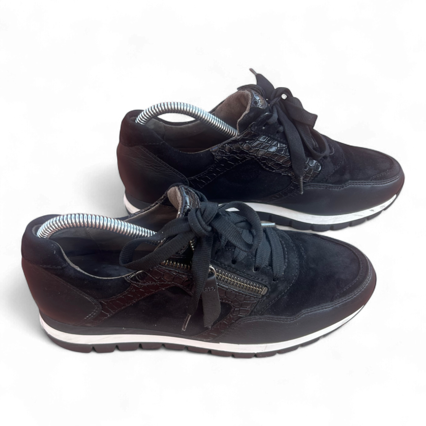 Gabor Optifit Sneaker Schwarz Leder Reptilprägung Gr. 37,5 H Weite Komfort