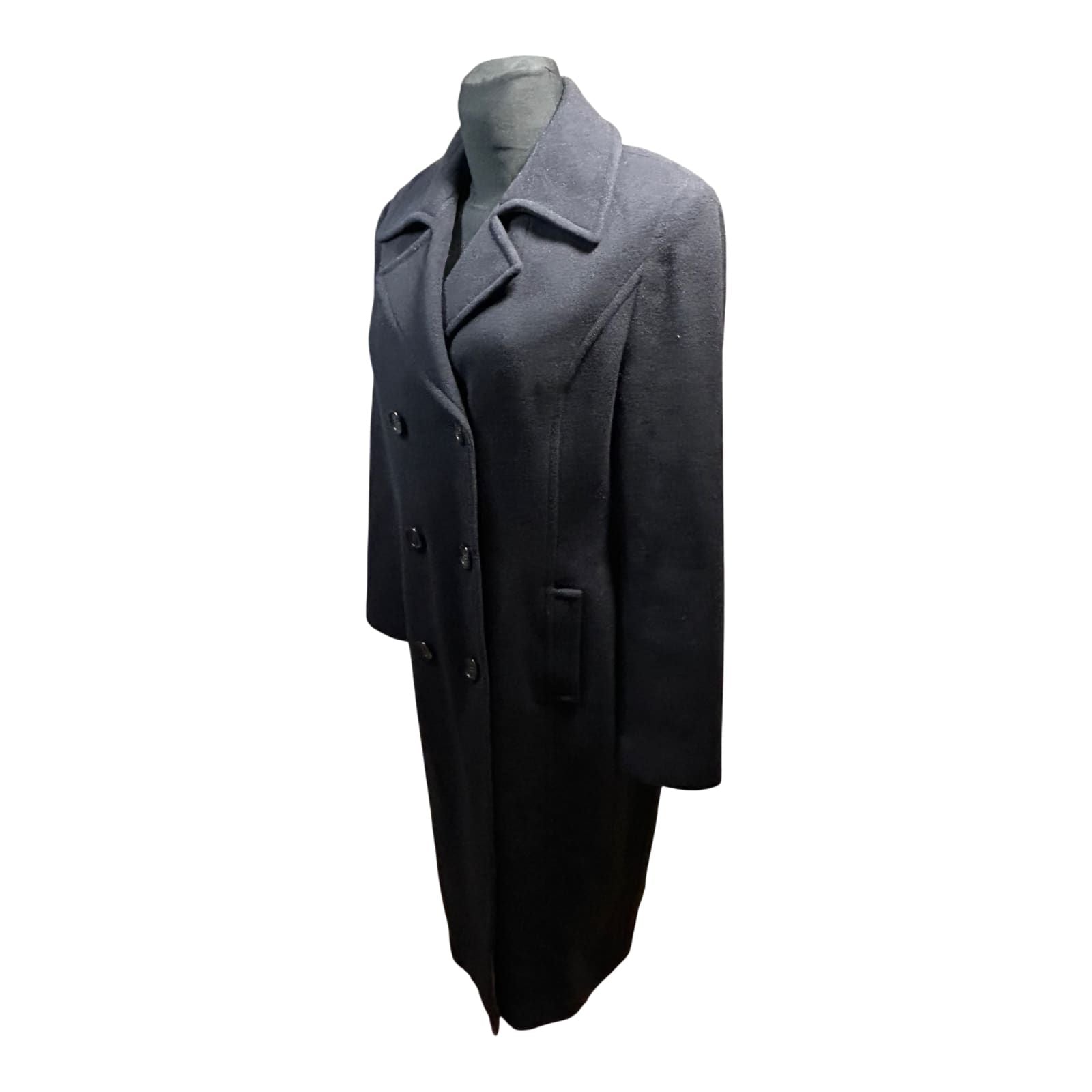 Madeleine Damen Mantel Gr 40 Dunkelblau Schurwolle Kaschmir Elegant Winter