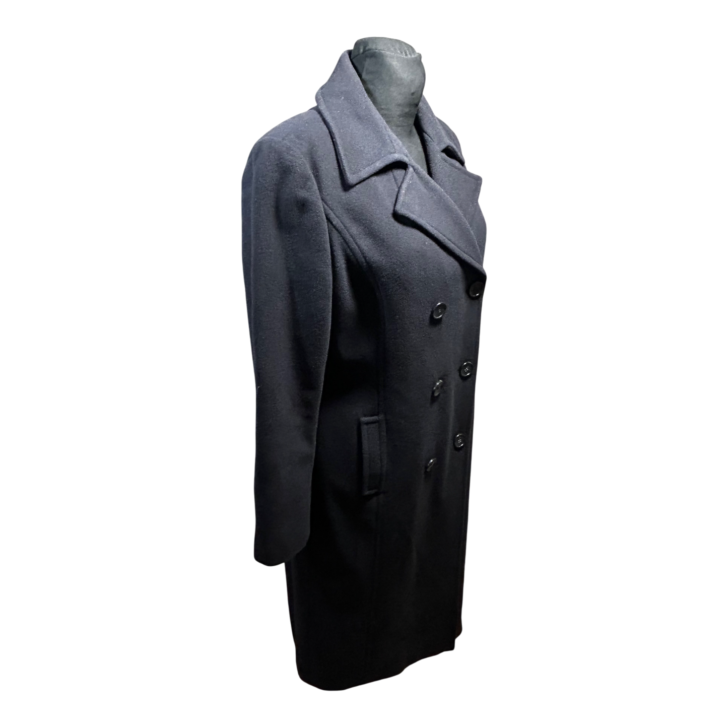 Madeleine Damen Mantel Gr 40 Dunkelblau Schurwolle Kaschmir Elegant Winter