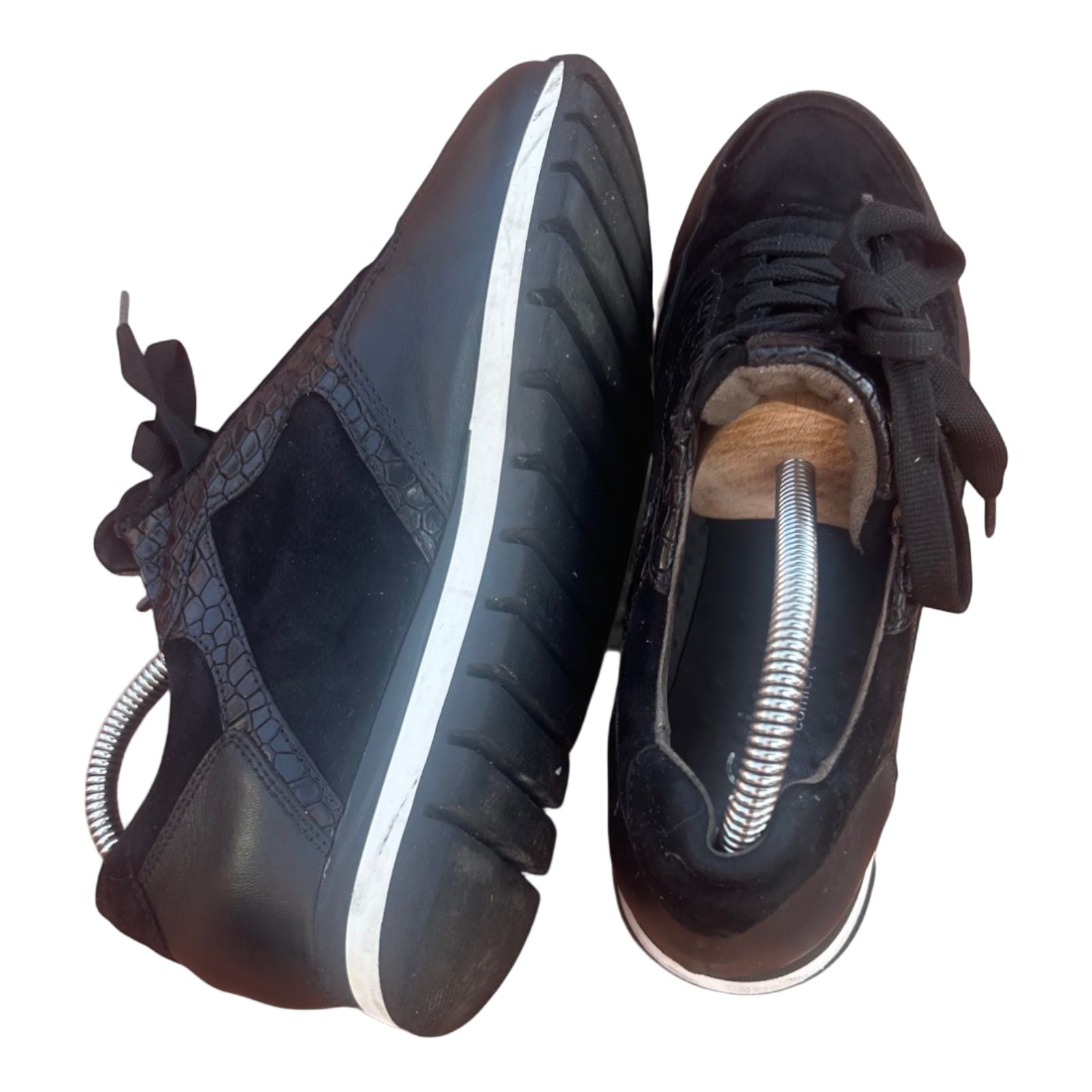Gabor Optifit Sneaker Schwarz Leder Reptilprägung Gr. 37,5 H Weite Komfort