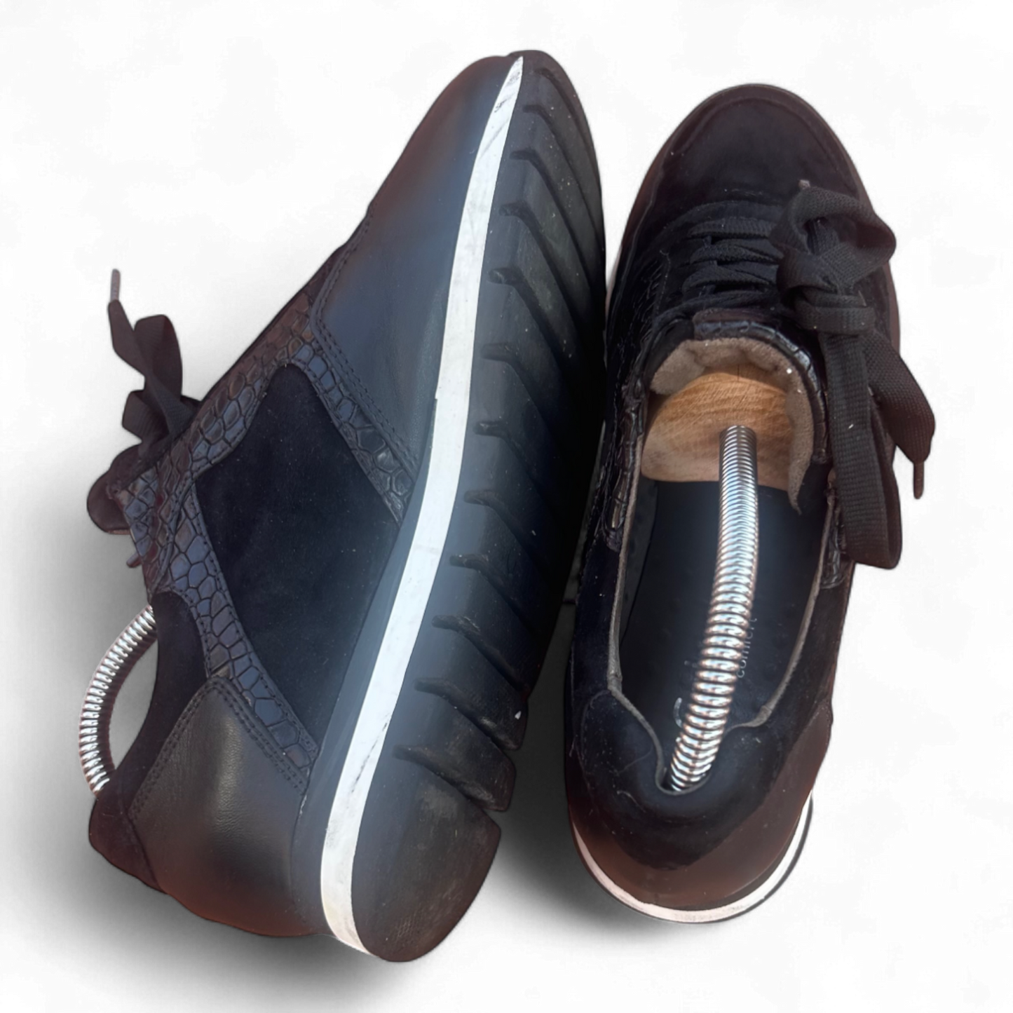 Gabor Optifit Sneaker Schwarz Leder Reptilprägung Gr. 37,5 H Weite Komfort