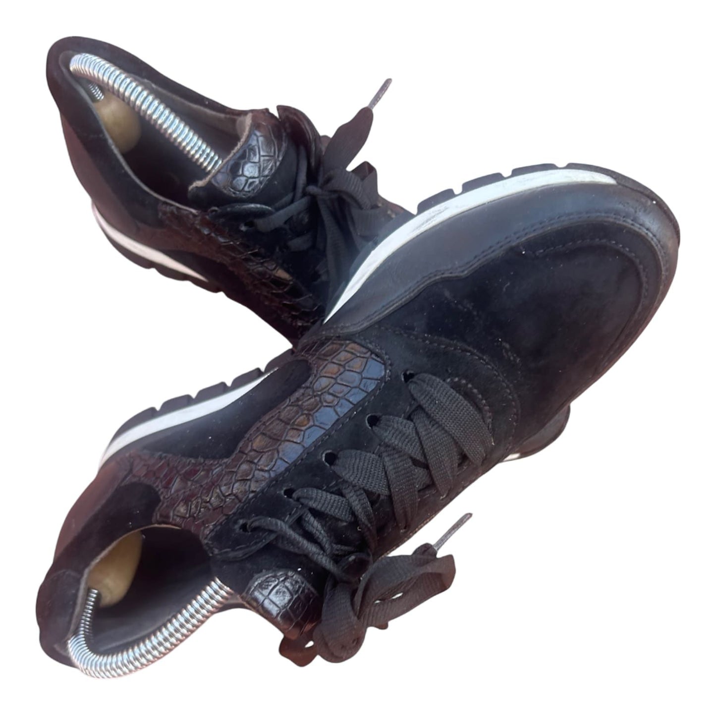 Gabor Optifit Sneaker Schwarz Leder Reptilprägung Gr. 37,5 H Weite Komfort
