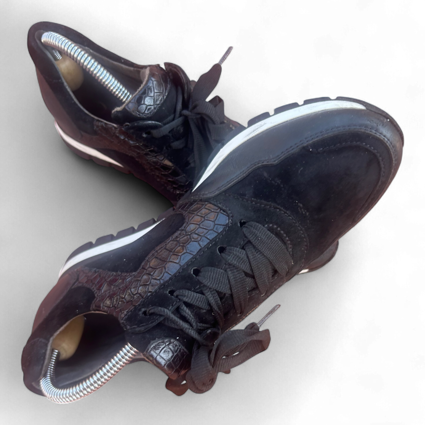 Gabor Optifit Sneaker Schwarz Leder Reptilprägung Gr. 37,5 H Weite Komfort