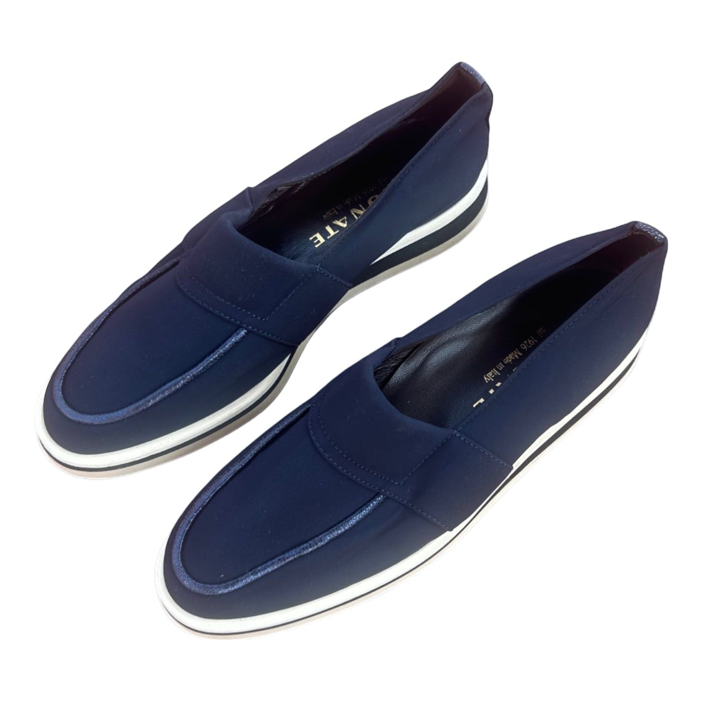 Brunate Loafer Blau 39,5 Made in Italy mit weißer Sohle Slipper edel