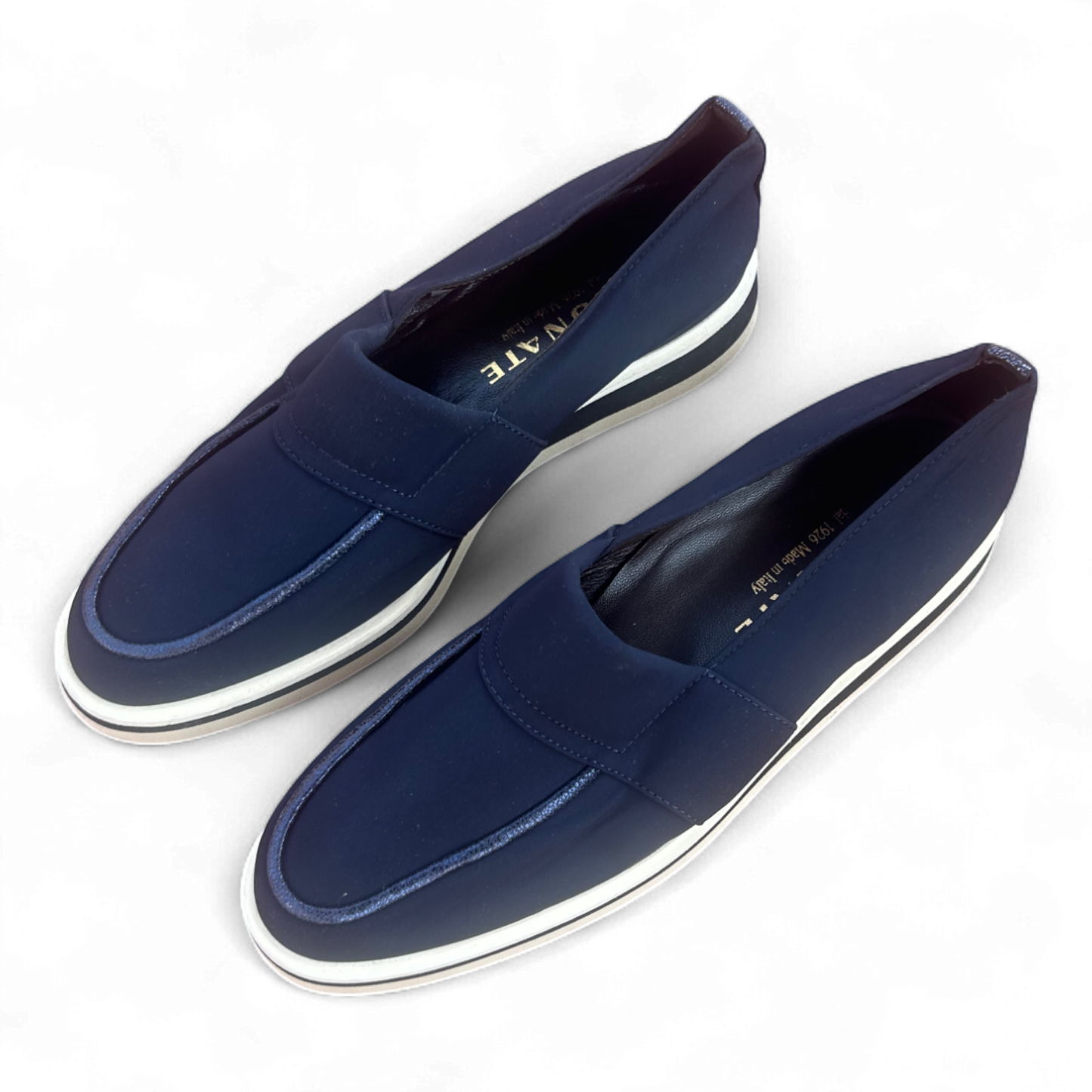 Brunate Loafer Blau 39,5 Made in Italy mit weißer Sohle Slipper edel