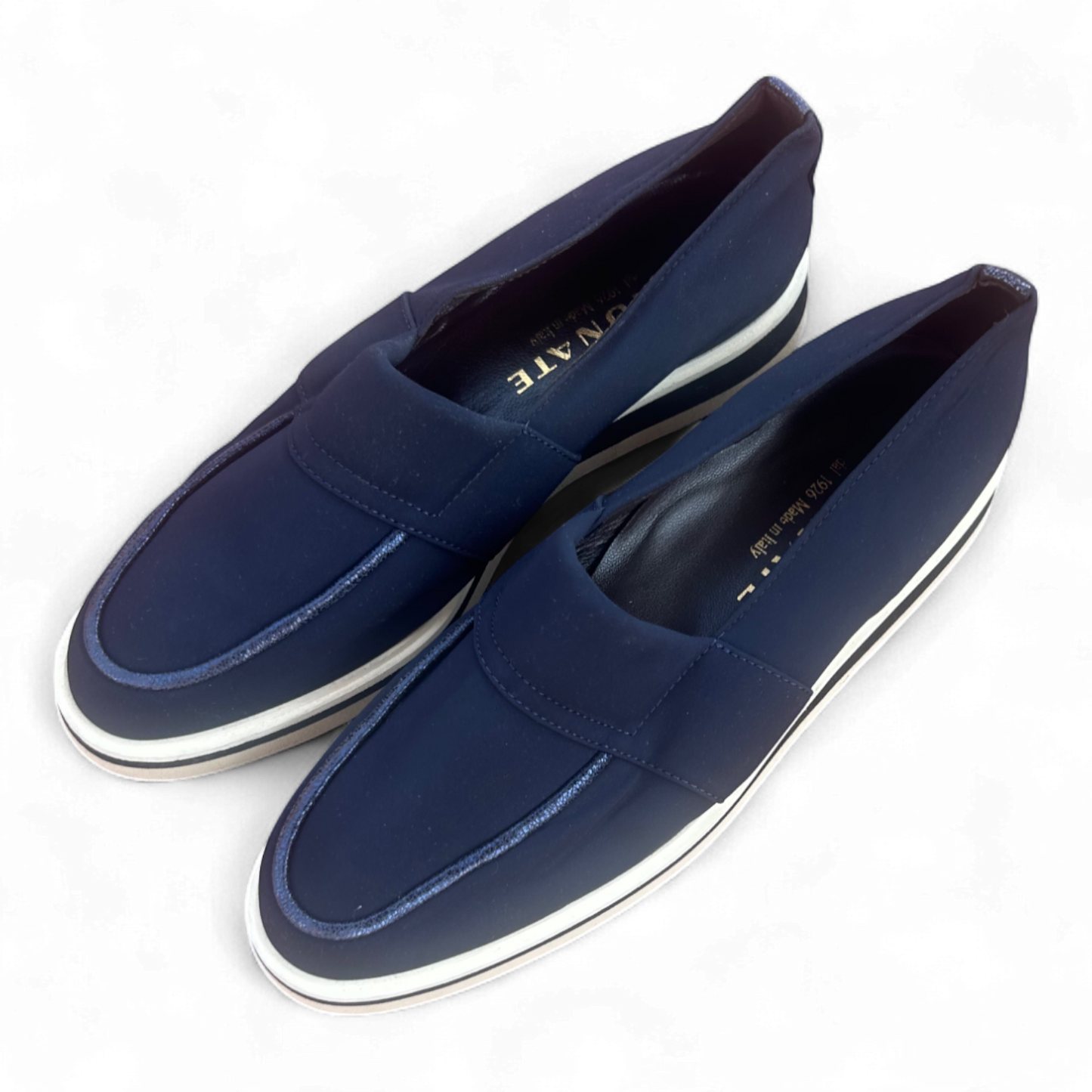 Brunate Loafer Blau 39,5 Made in Italy mit weißer Sohle Slipper edel