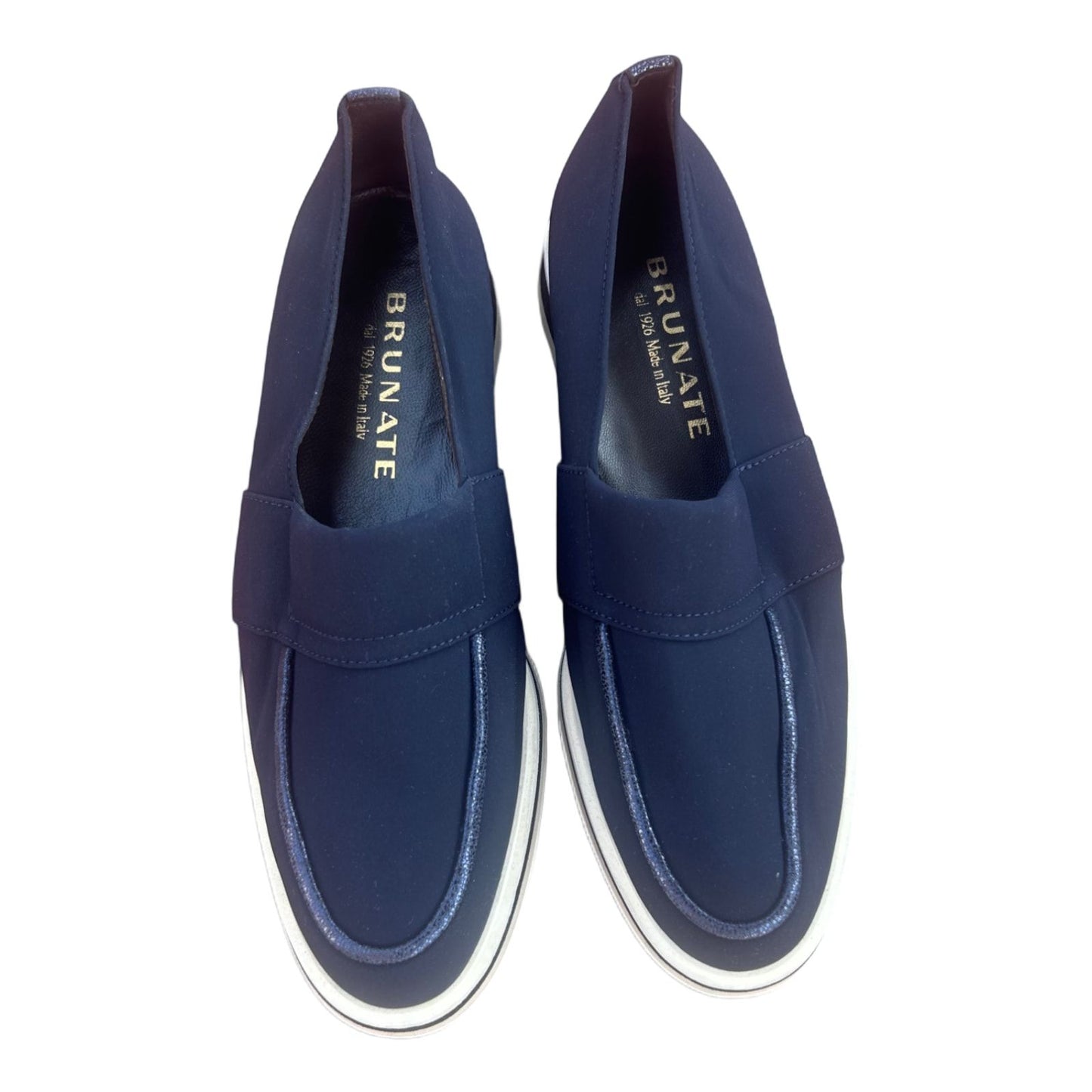 Brunate Loafer Blau 39,5 Made in Italy mit weißer Sohle Slipper edel