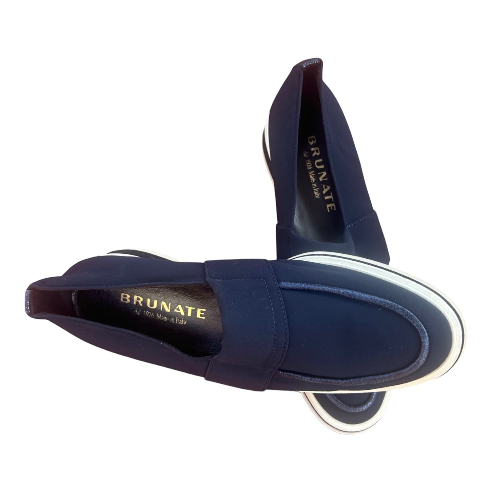 Brunate Loafer Blau 39,5 Made in Italy mit weißer Sohle Slipper edel