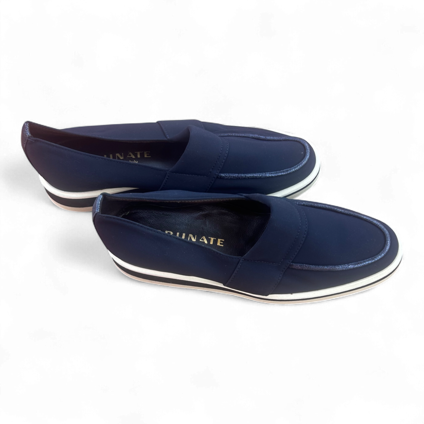 Brunate Loafer Blau 39,5 Made in Italy mit weißer Sohle Slipper edel