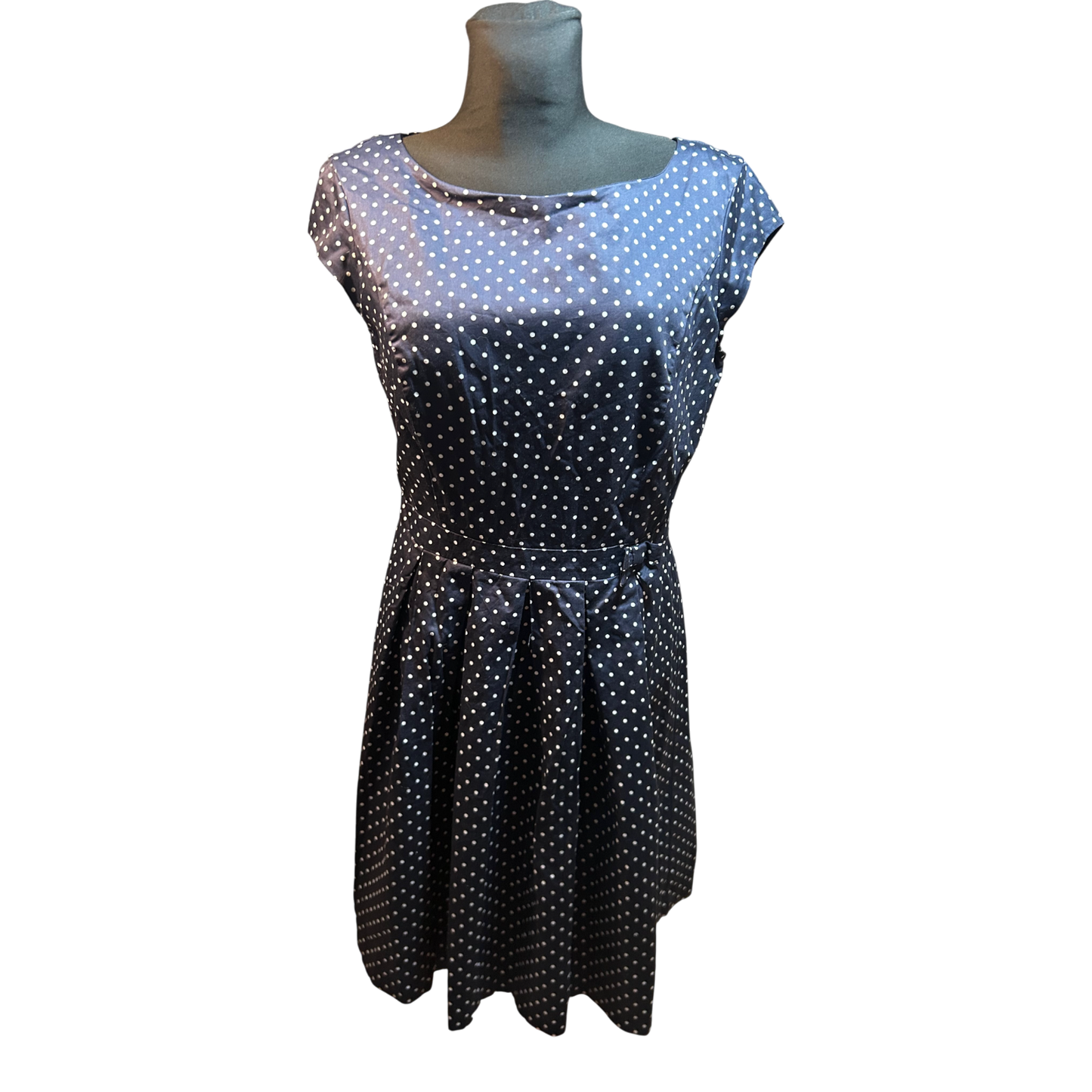 s Oliver Kleid Damen Gr 42 Dunkelblau Punkte Baumwolle Gefüttert Elegant Klassisch