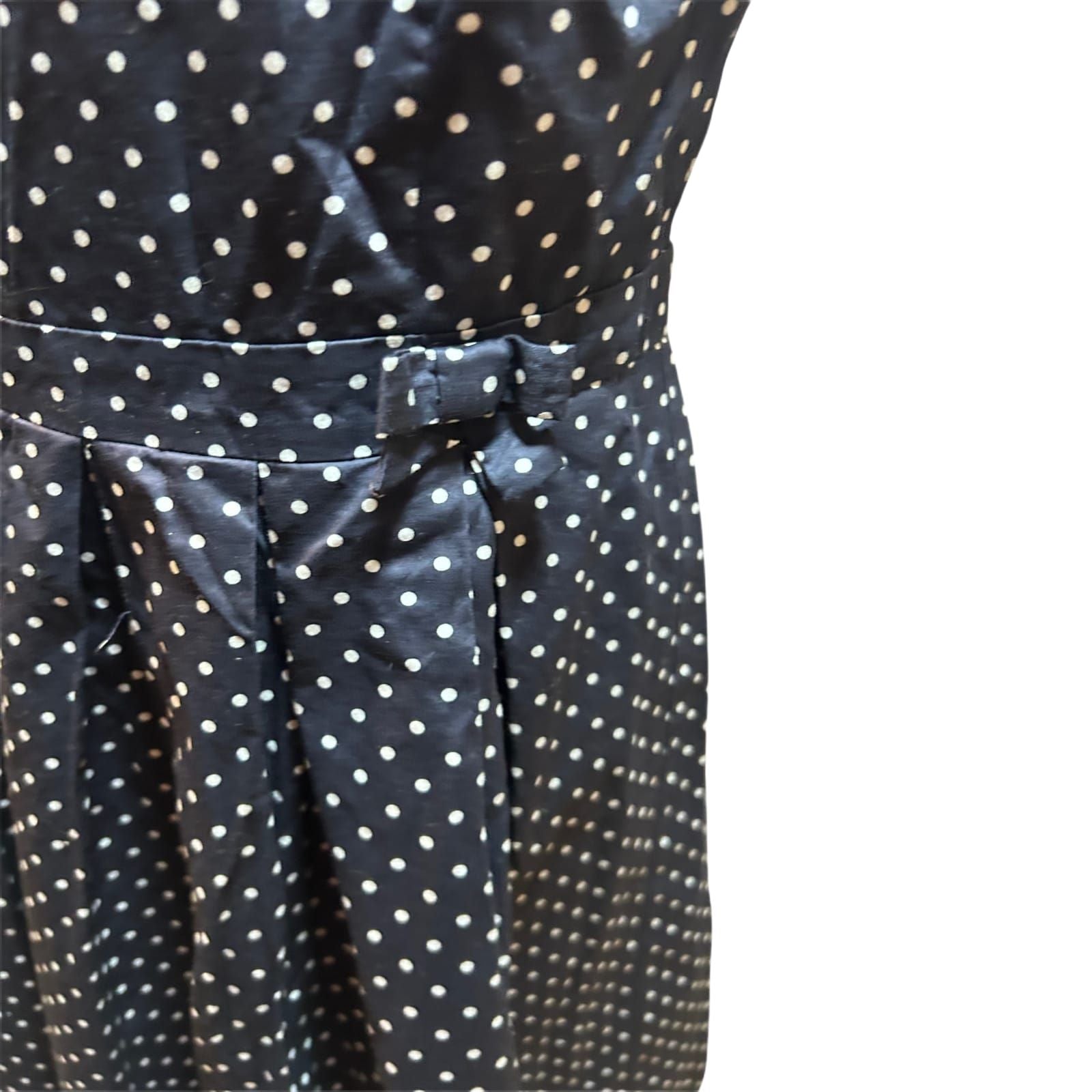s Oliver Kleid Damen Gr 42 Dunkelblau Punkte Baumwolle Gefüttert Elegant Klassisch