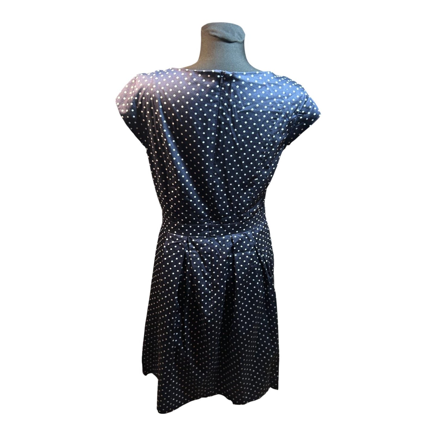 s Oliver Kleid Damen Gr 42 Dunkelblau Punkte Baumwolle Gefüttert Elegant Klassisch