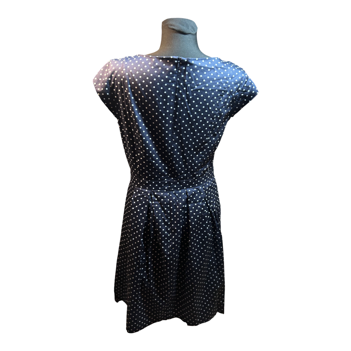 s Oliver Kleid Damen Gr 42 Dunkelblau Punkte Baumwolle Gefüttert Elegant Klassisch