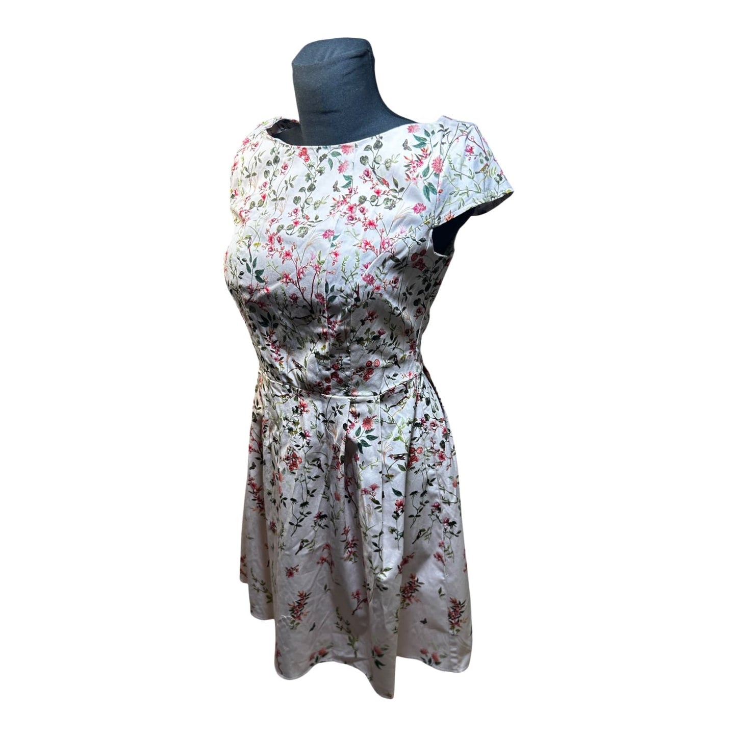 Orsay Kleid Damen Gr 40 Blumen Floral Sommer Baumwolle Stretch Elegant