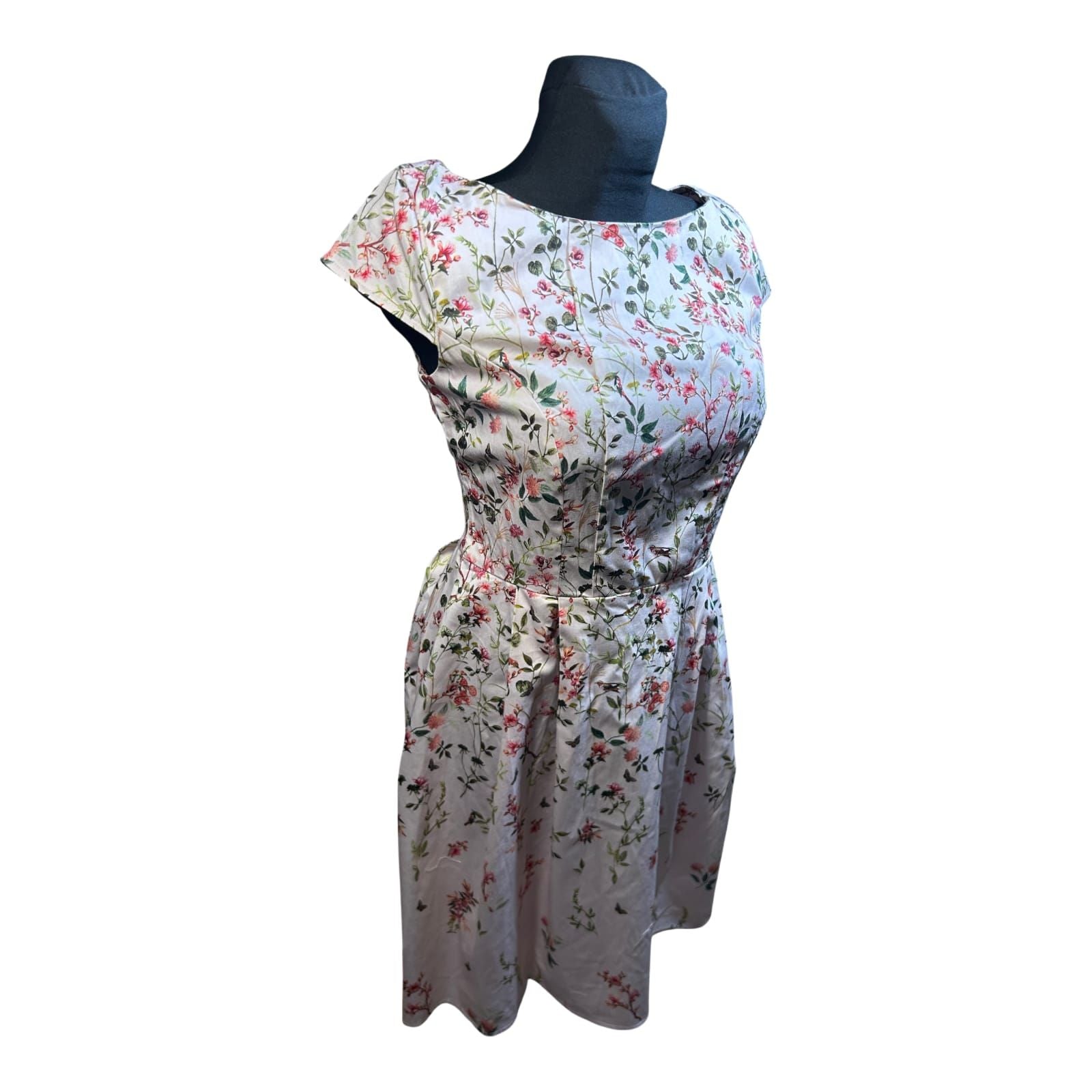 Orsay Kleid Damen Gr 40 Blumen Floral Sommer Baumwolle Stretch Elegant