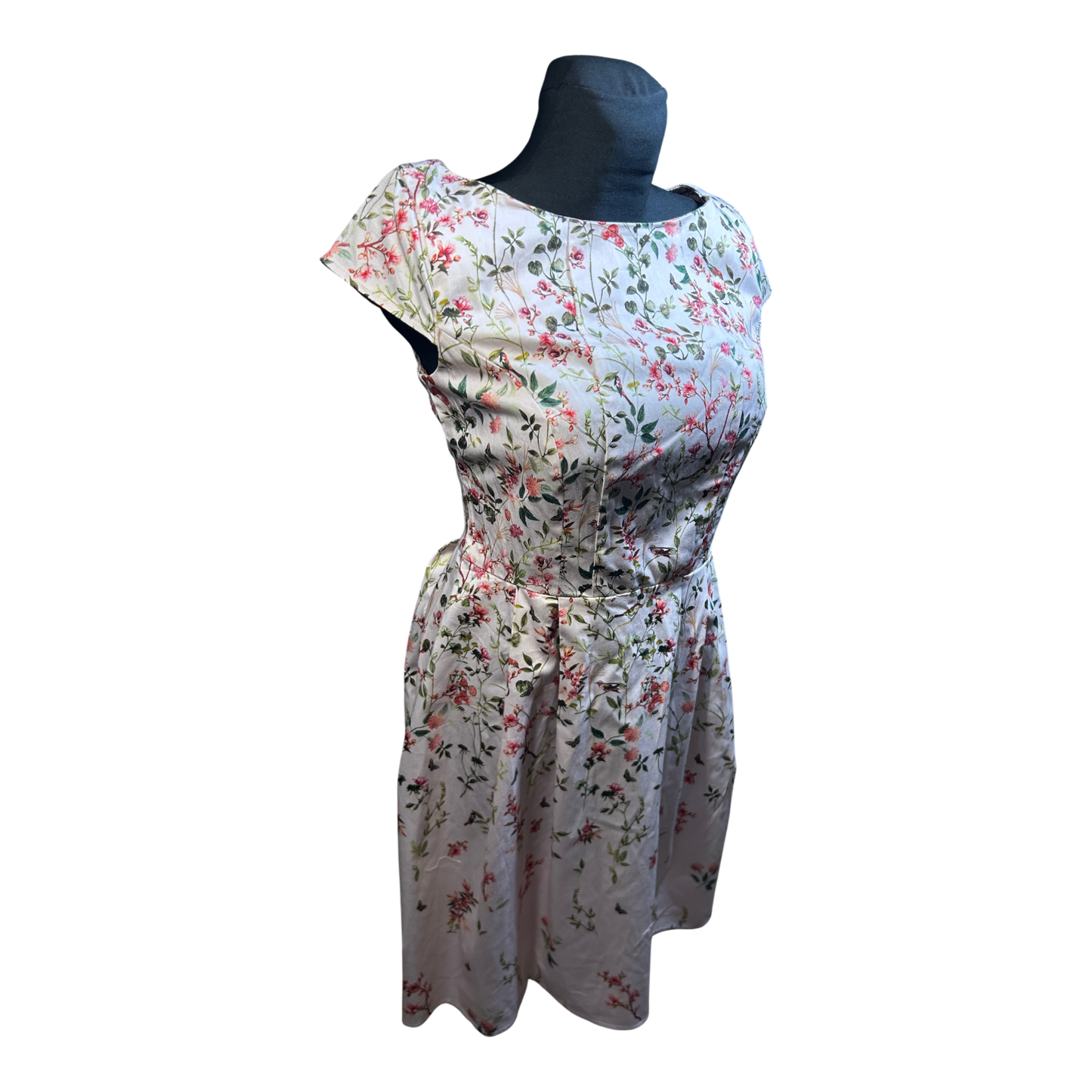 Orsay Kleid Damen Gr 40 Blumen Floral Sommer Baumwolle Stretch Elegant