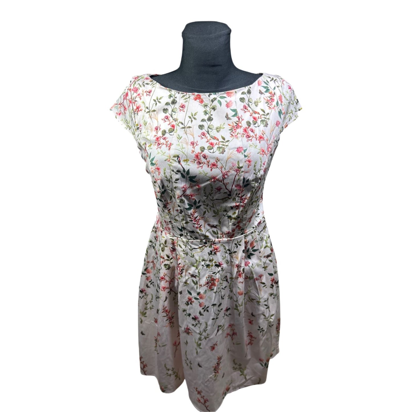 Orsay Kleid Damen Gr 40 Blumen Floral Sommer Baumwolle Stretch Elegant