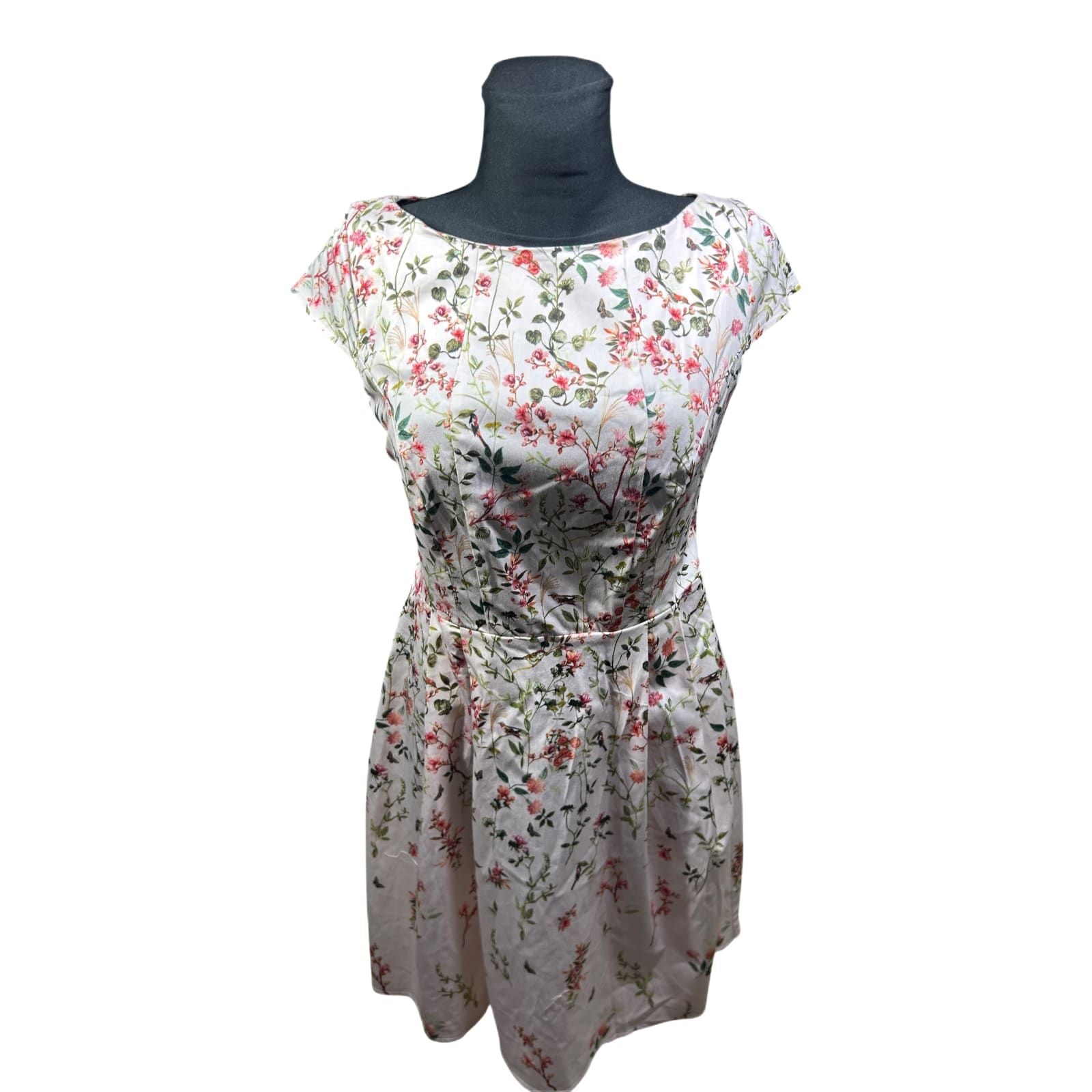 Orsay Kleid Damen Gr 40 Blumen Floral Sommer Baumwolle Stretch Elegant