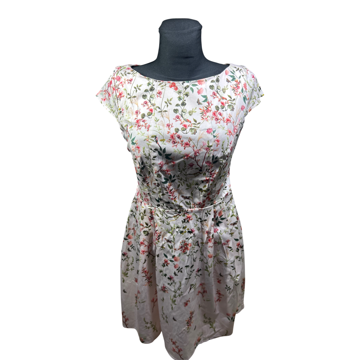 Orsay Kleid Damen Gr 40 Blumen Floral Sommer Baumwolle Stretch Elegant