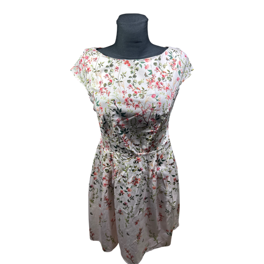 Orsay Kleid Damen Gr 40 Blumen Floral Sommer Baumwolle Stretch Elegant