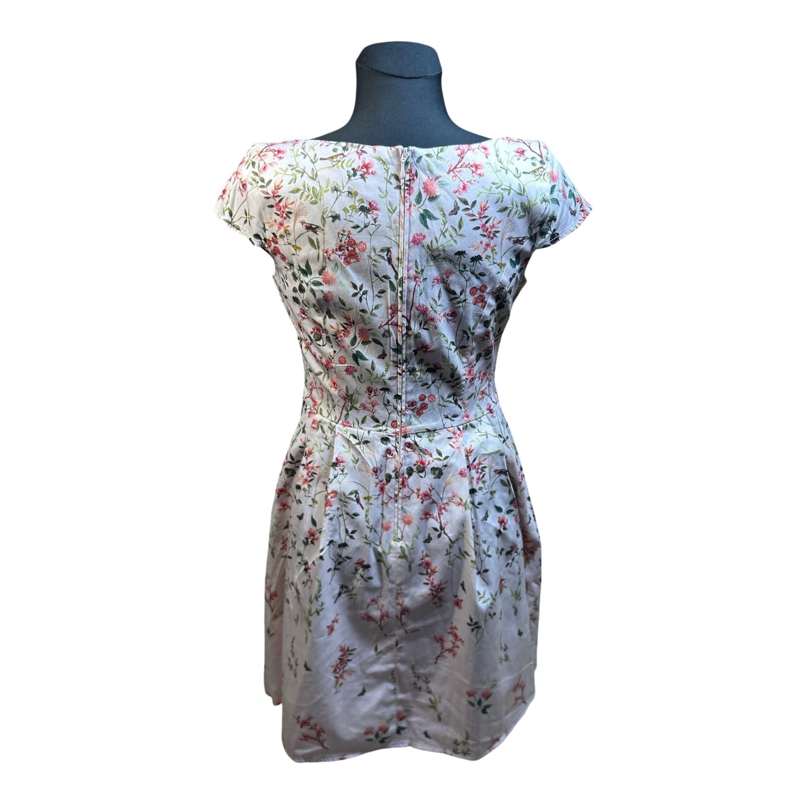 Orsay Kleid Damen Gr 40 Blumen Floral Sommer Baumwolle Stretch Elegant