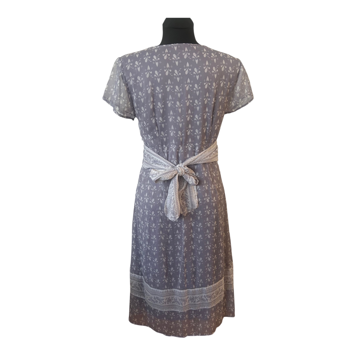 Vero Moda Wickelkleid Gr. 40 Grau Beige Creme Sommerkleid Bindegürtel