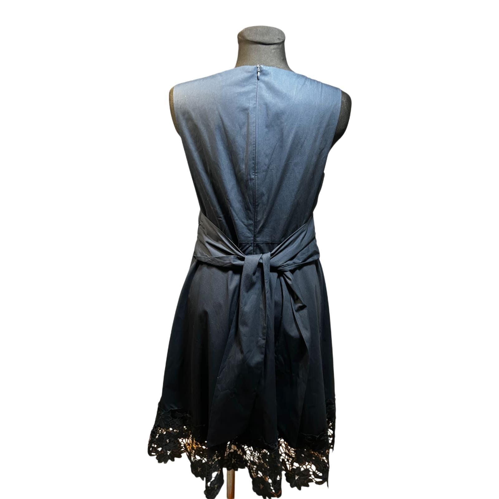Yessica Kleid Damen Fit and Flare Gr 40 Baumwolle Elegant Spitze Dunkelblau