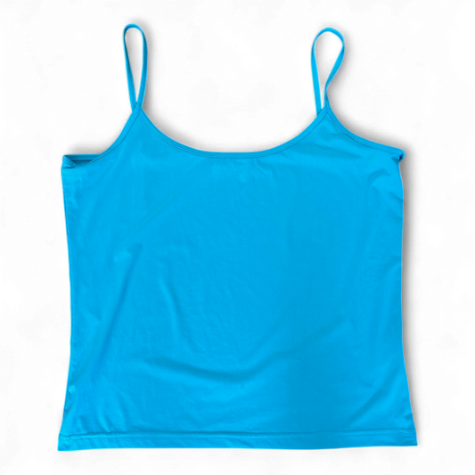 Lindex Top Türkis Gr 44 46 Spaghettiträger Stretch Sommer Basic Damen