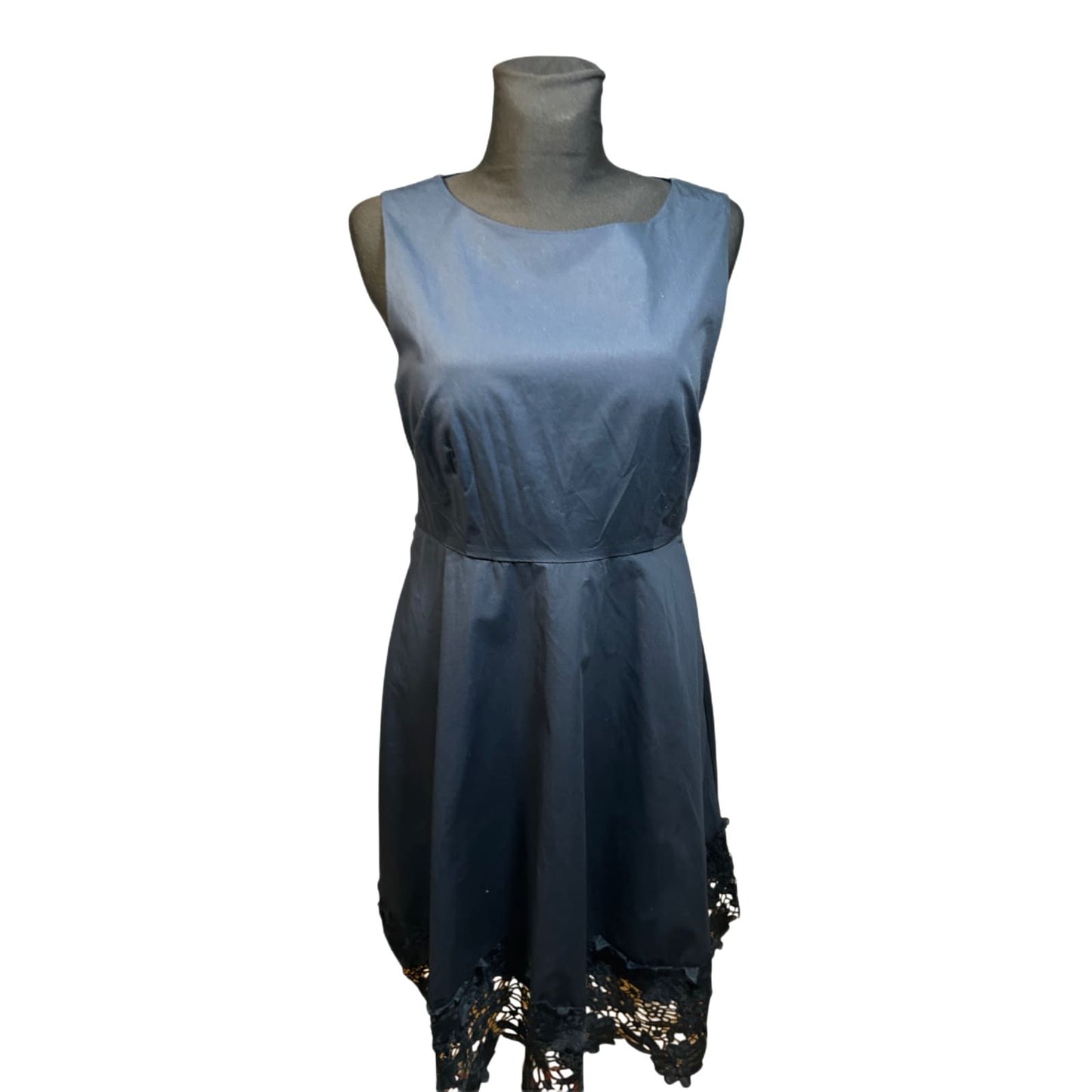 Yessica Kleid Damen Fit and Flare Gr 40 Baumwolle Elegant Spitze Dunkelblau