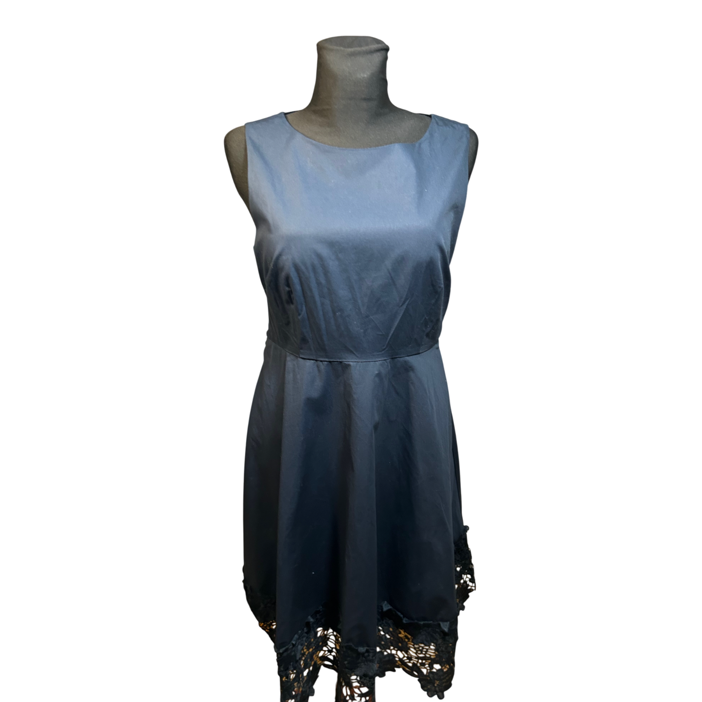 Yessica Kleid Damen Fit and Flare Gr 40 Baumwolle Elegant Spitze Dunkelblau