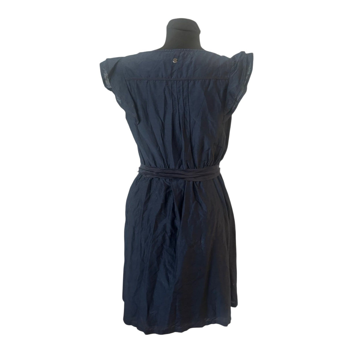s.Oliver Kleid Gr. 40 Dunkelblau Baumwolle Seide Bindegürtel Sommerkleid