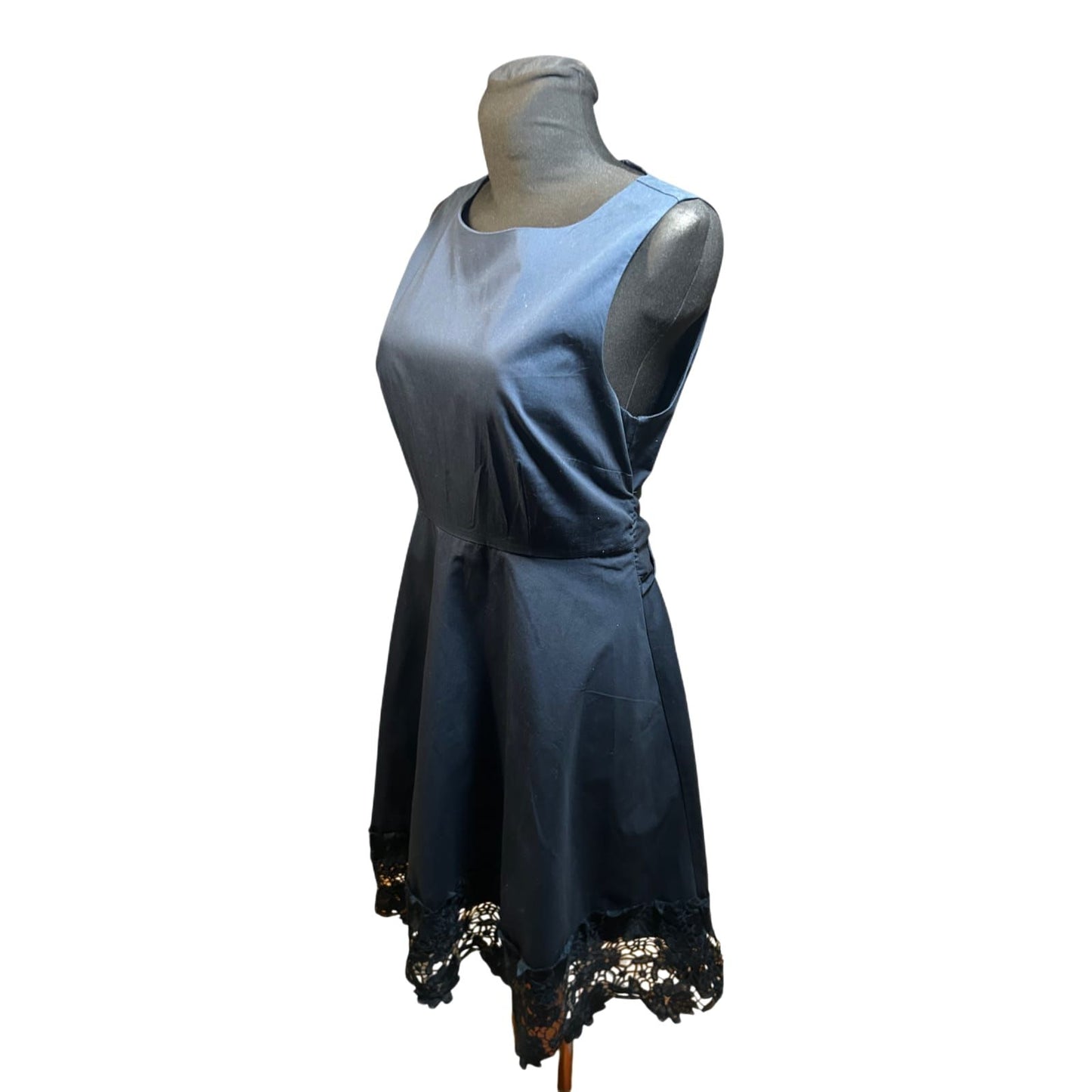 Yessica Kleid Damen Fit and Flare Gr 40 Baumwolle Elegant Spitze Dunkelblau