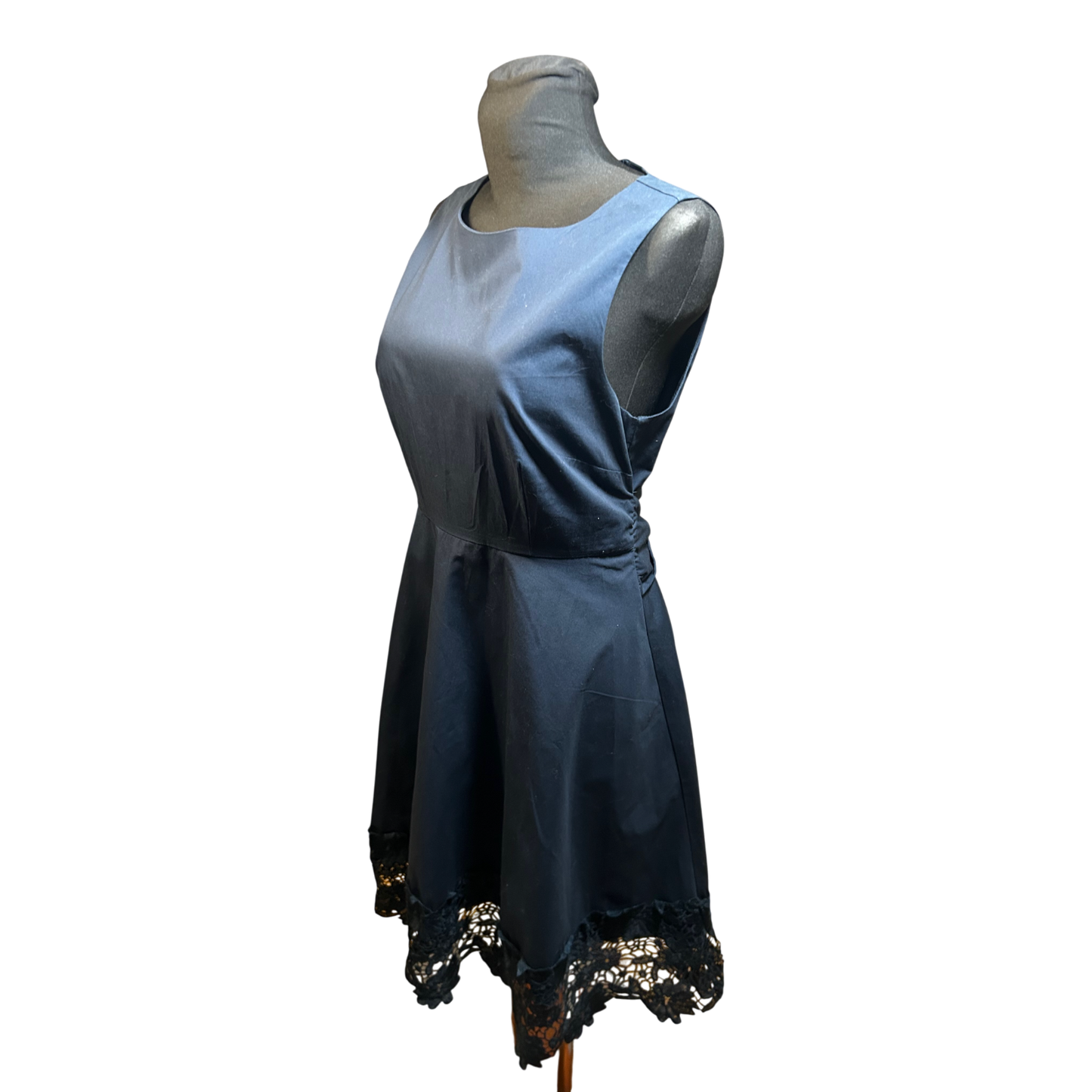 Yessica Kleid Damen Fit and Flare Gr 40 Baumwolle Elegant Spitze Dunkelblau