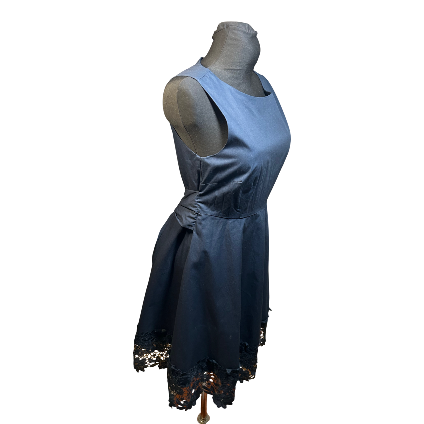 Yessica Kleid Damen Fit and Flare Gr 40 Baumwolle Elegant Spitze Dunkelblau