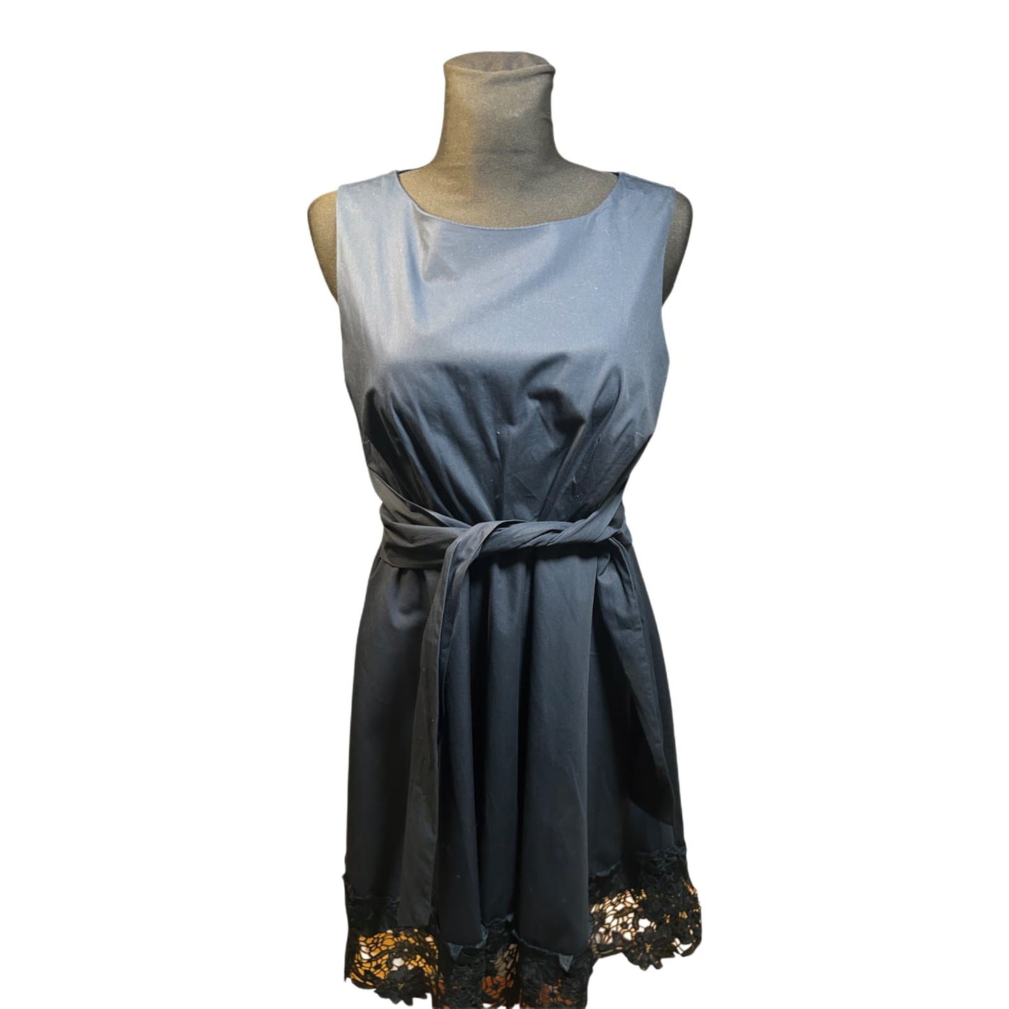 Yessica Kleid Damen Fit and Flare Gr 40 Baumwolle Elegant Spitze Dunkelblau