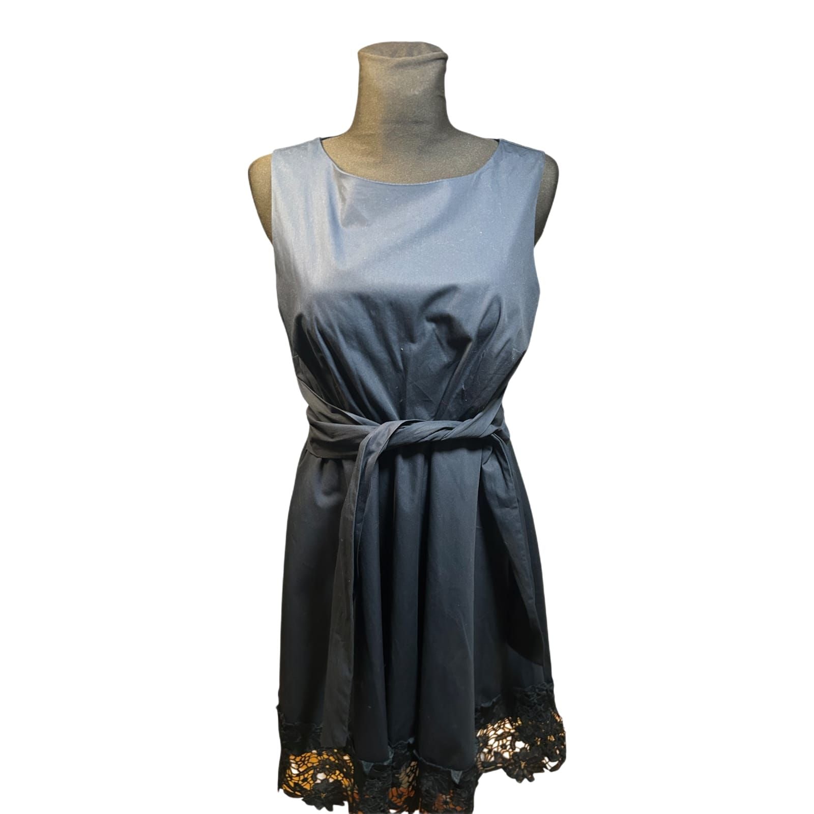 Yessica Kleid Damen Fit and Flare Gr 40 Baumwolle Elegant Spitze Dunkelblau