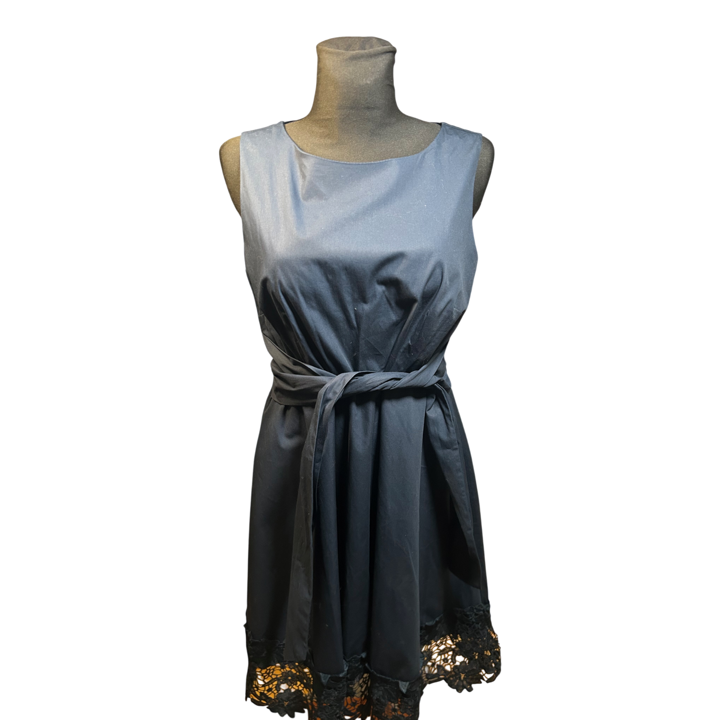 Yessica Kleid Damen Fit and Flare Gr 40 Baumwolle Elegant Spitze Dunkelblau