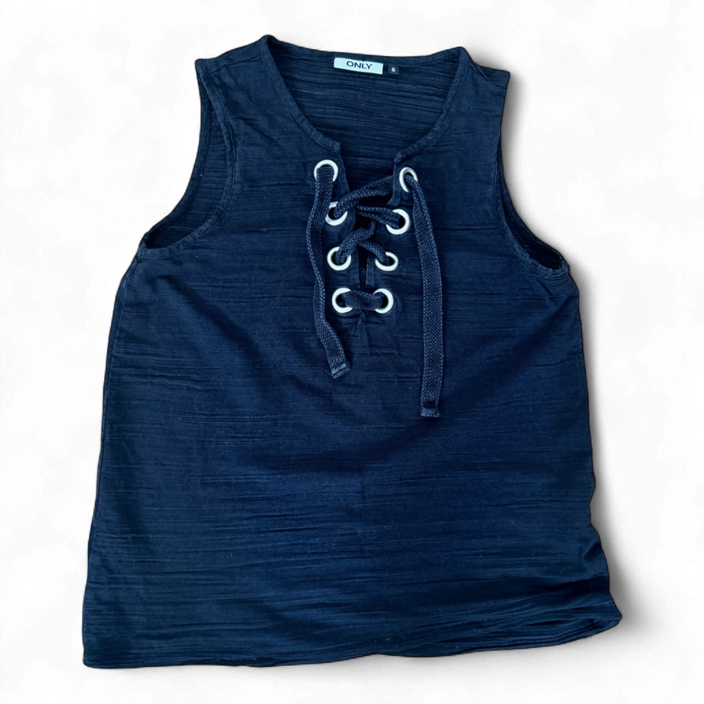 ONLY Top Schwarz Gr S Schnürung Baumwolle Viskose Damen ärmellos