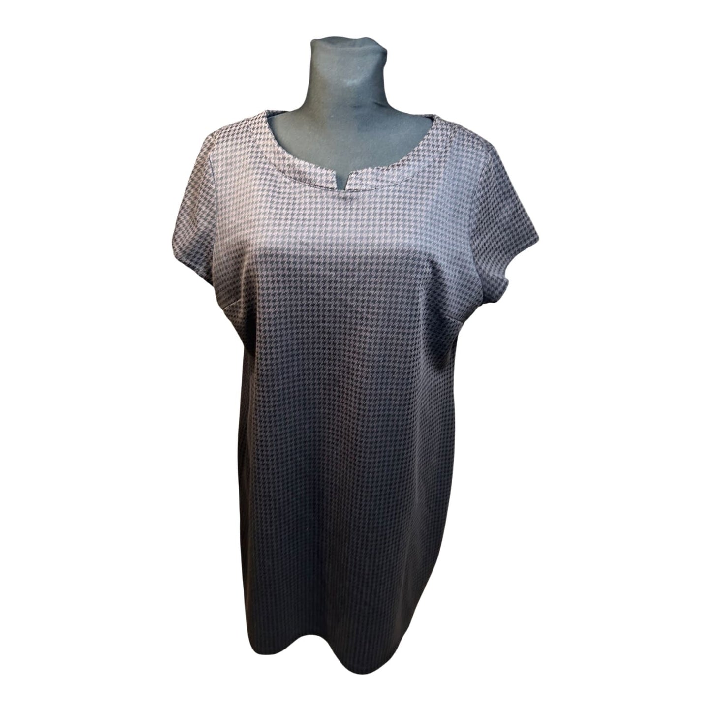 Yessica Kleid Damen Gr 48 Kurzarm Hahnentritt Muster Sommer Elegant