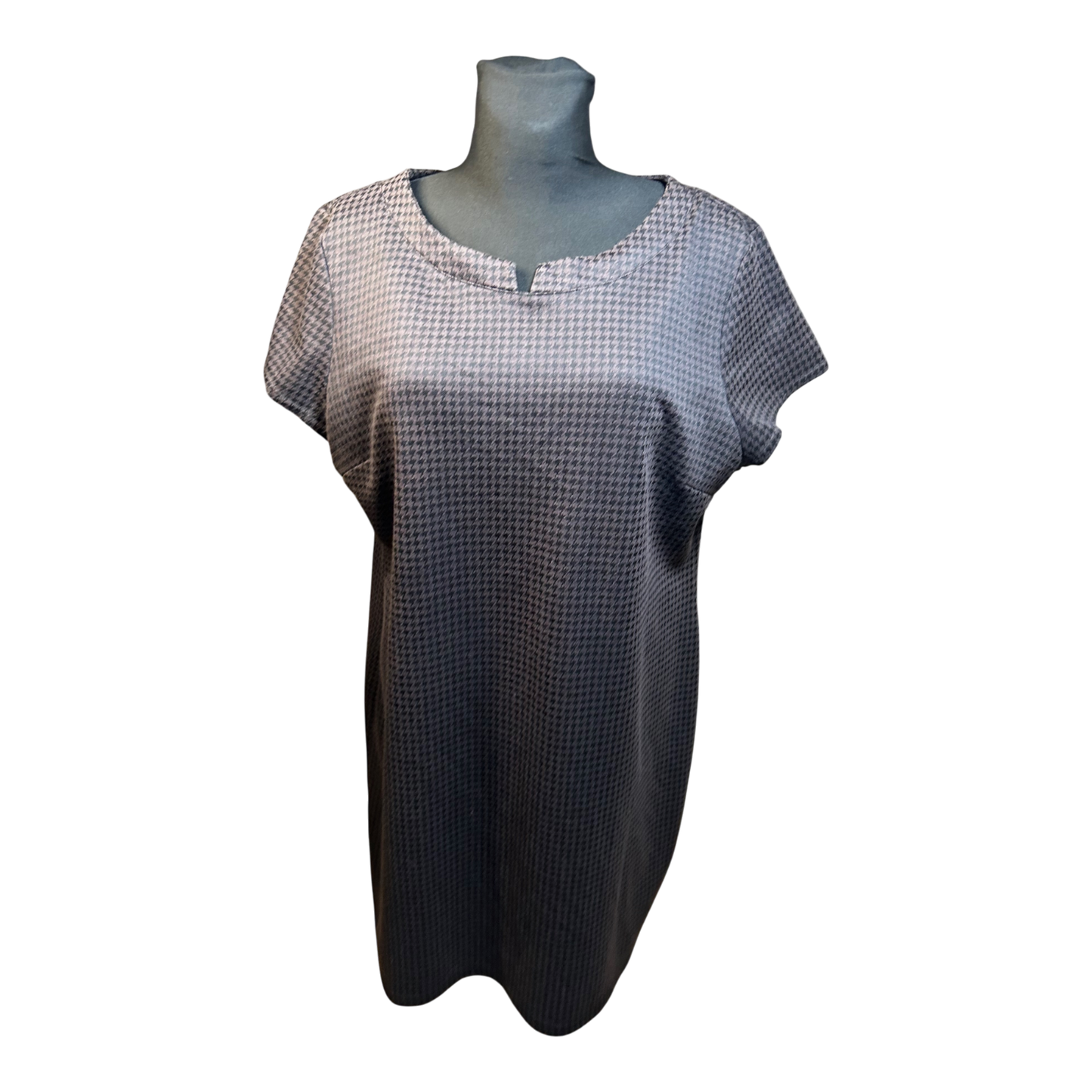 Yessica Kleid Damen Gr 48 Kurzarm Hahnentritt Muster Sommer Elegant