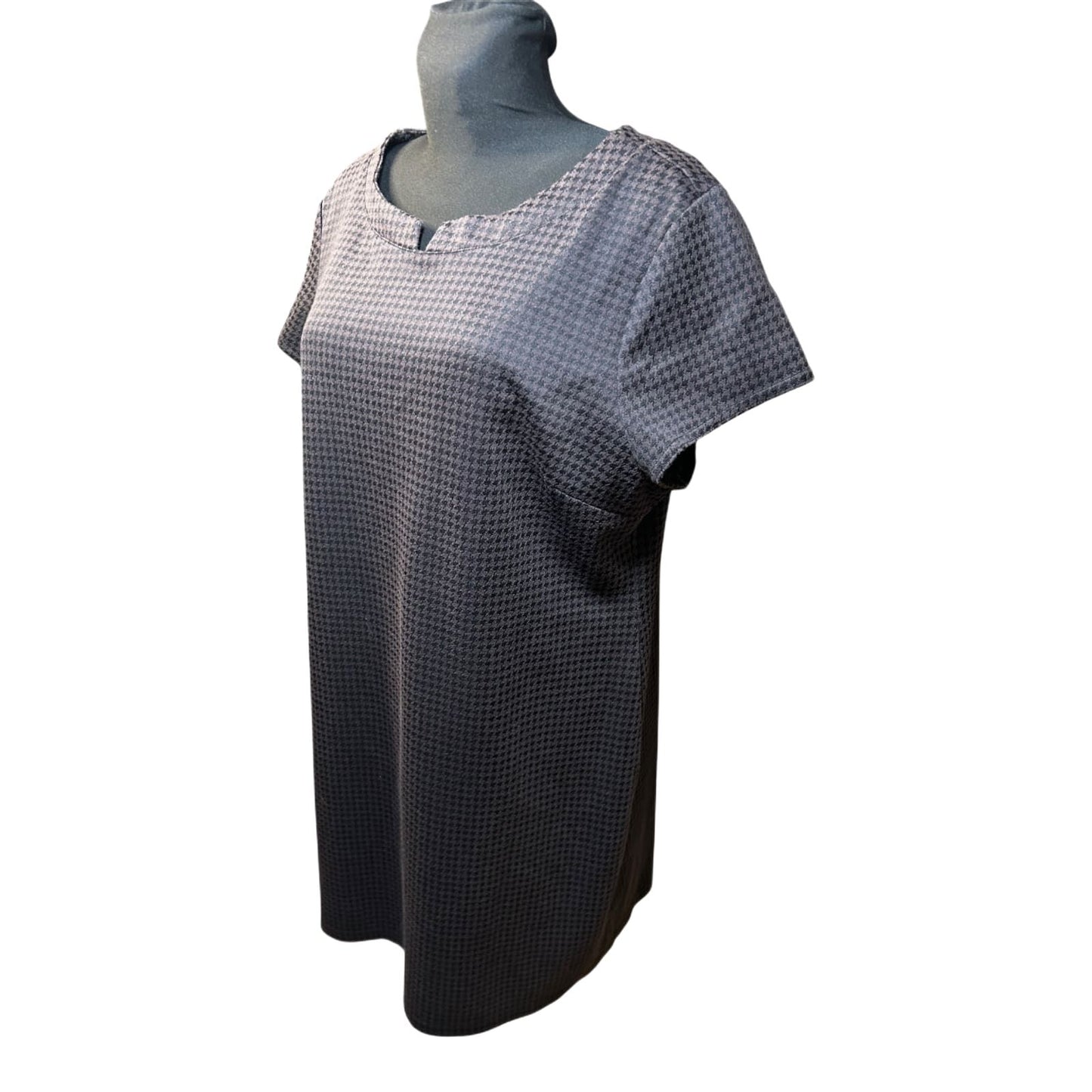Yessica Kleid Damen Gr 48 Kurzarm Hahnentritt Muster Sommer Elegant