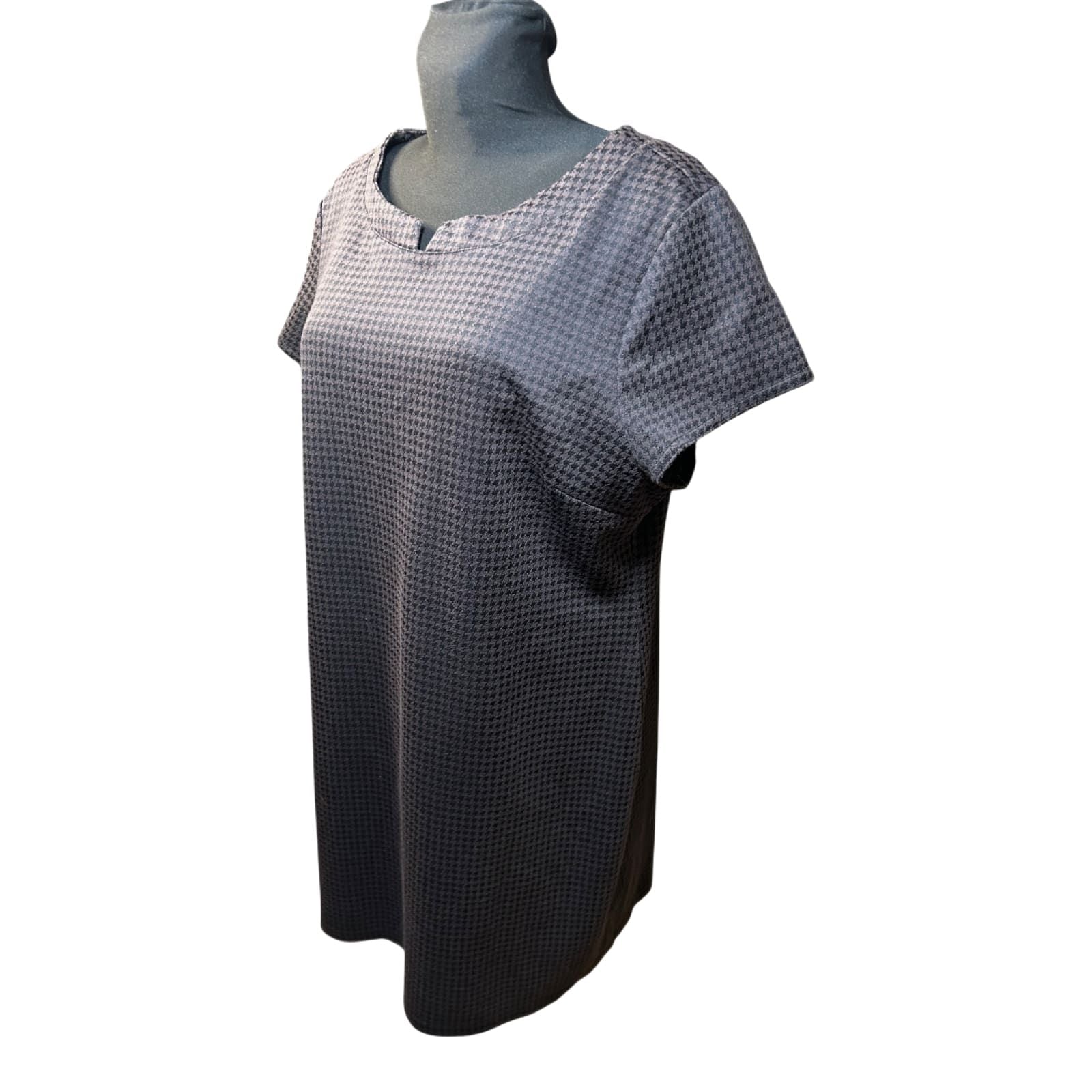 Yessica Kleid Damen Gr 48 Kurzarm Hahnentritt Muster Sommer Elegant