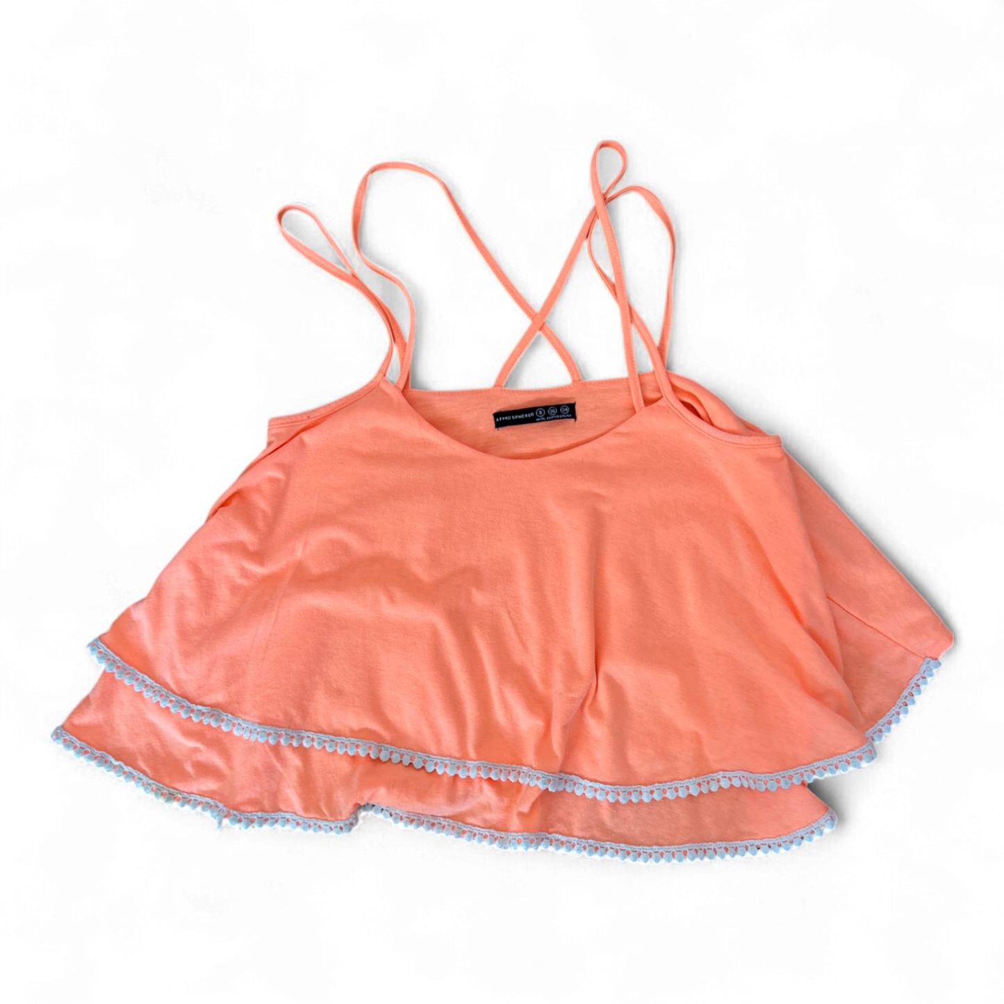 Atmosphere Top Koralle Gr 34 Volant Spaghettiträger Sommer Damen