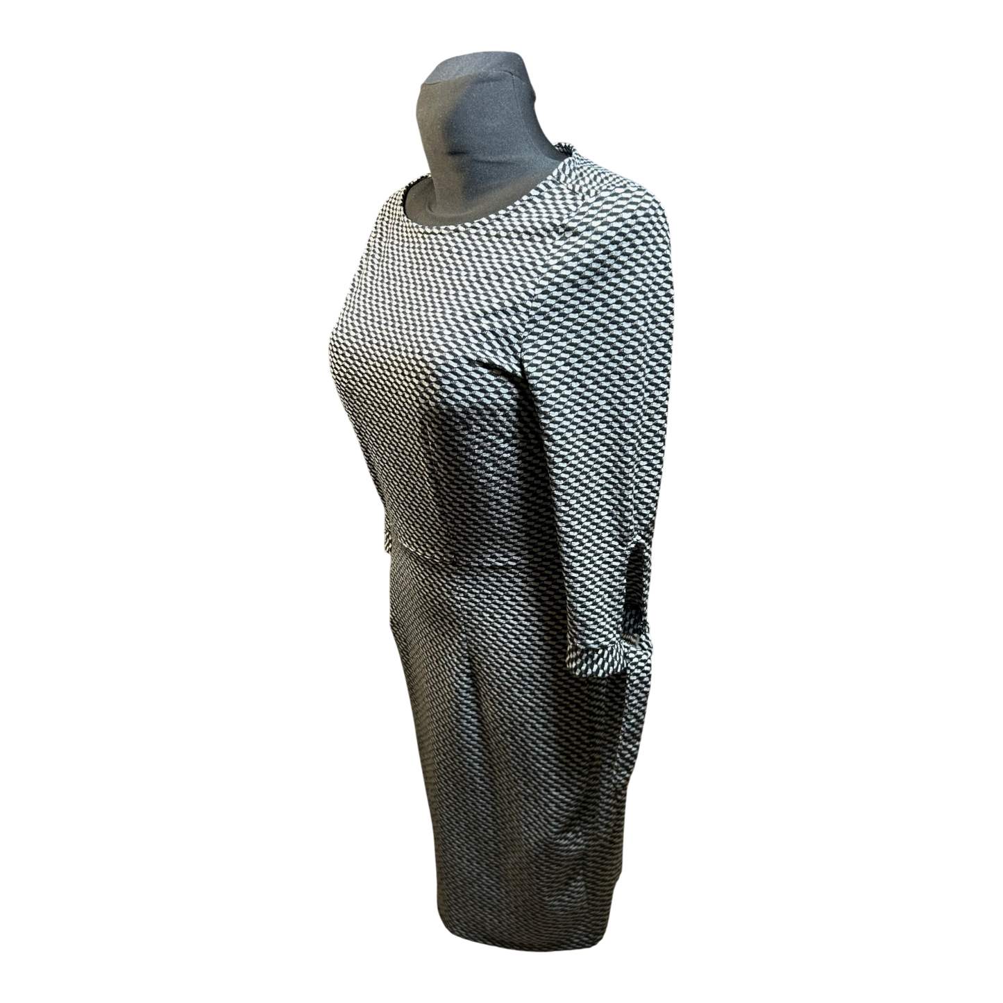 Orsay Kleid Damen Gr 36 Schwarz Weiss 3/4-Arm Etui Business Elegant