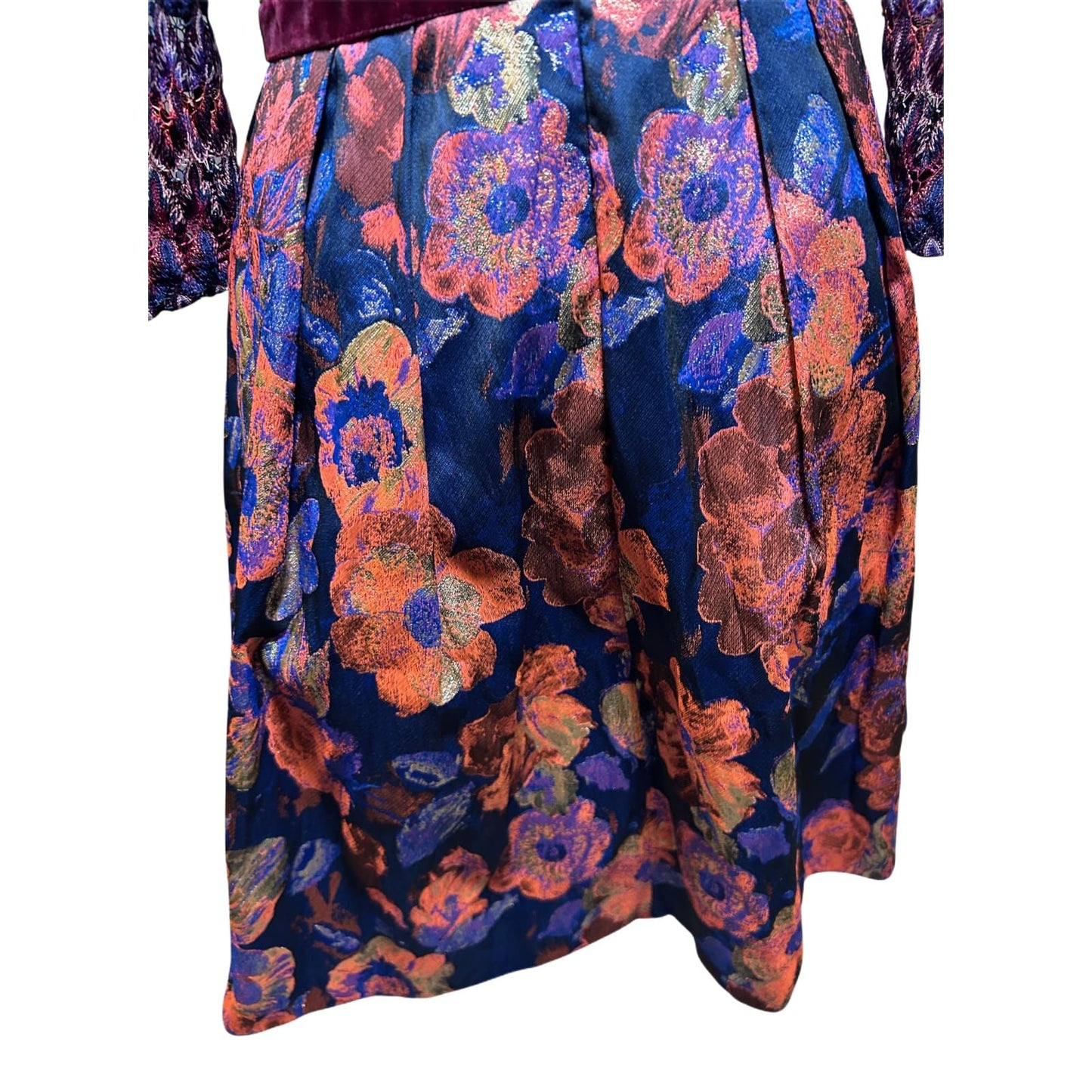 Young Couture Kleid Damen Gr 38 Elegant Langarm Blumen Muster Festlich