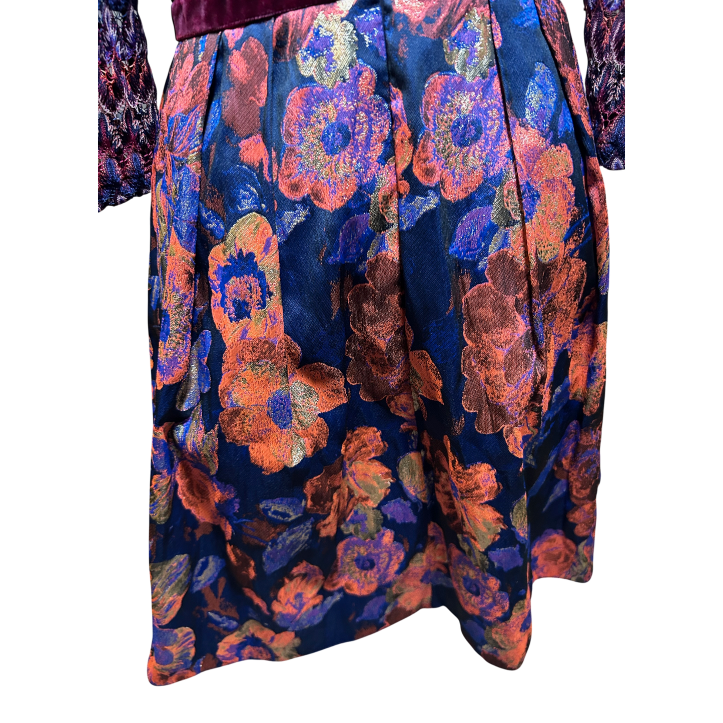 Young Couture Kleid Damen Gr 38 Elegant Langarm Blumen Muster Festlich