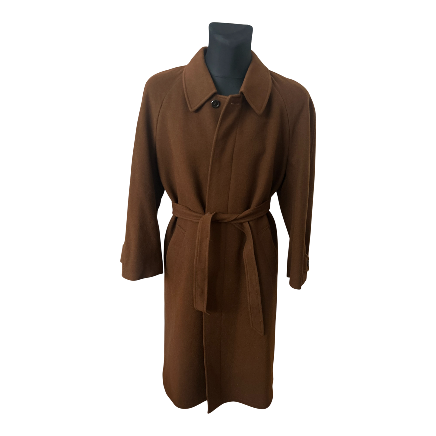 Herren Mantel Gr 50 Braun Schurwolle Wintermantel Klassisch Elegant Gürtel