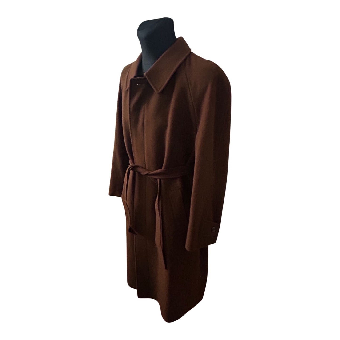 Herren Mantel Gr 50 Braun Schurwolle Wintermantel Klassisch Elegant Gürtel
