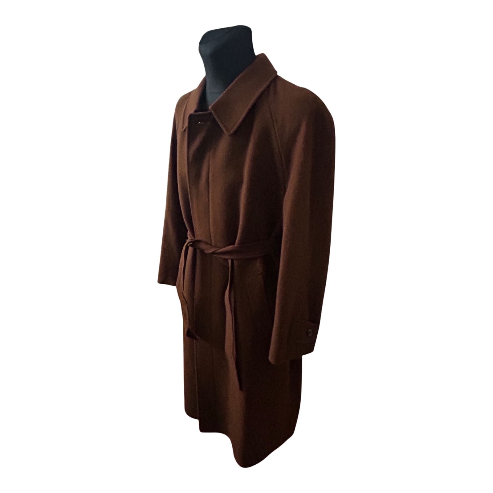 Herren Mantel Gr 50 Braun Schurwolle Wintermantel Klassisch Elegant Gürtel