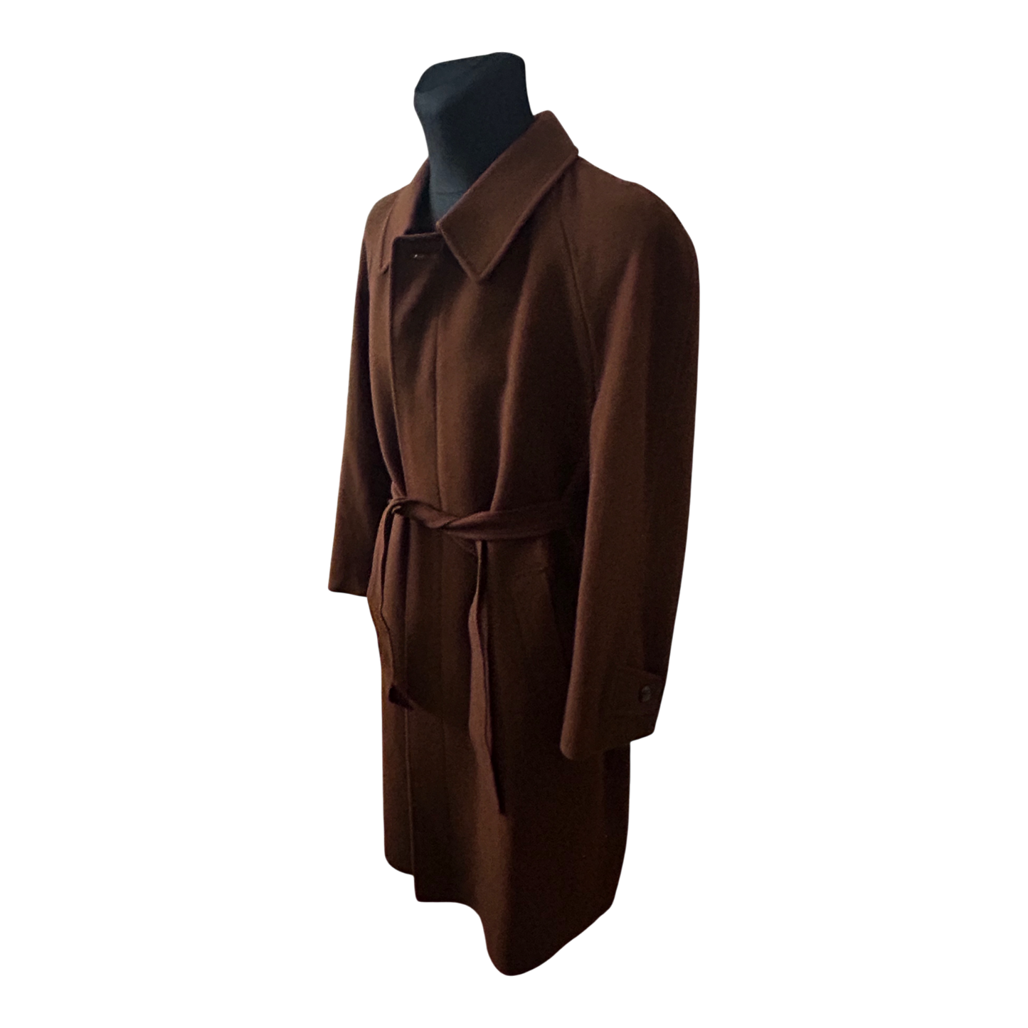 Herren Mantel Gr 50 Braun Schurwolle Wintermantel Klassisch Elegant Gürtel